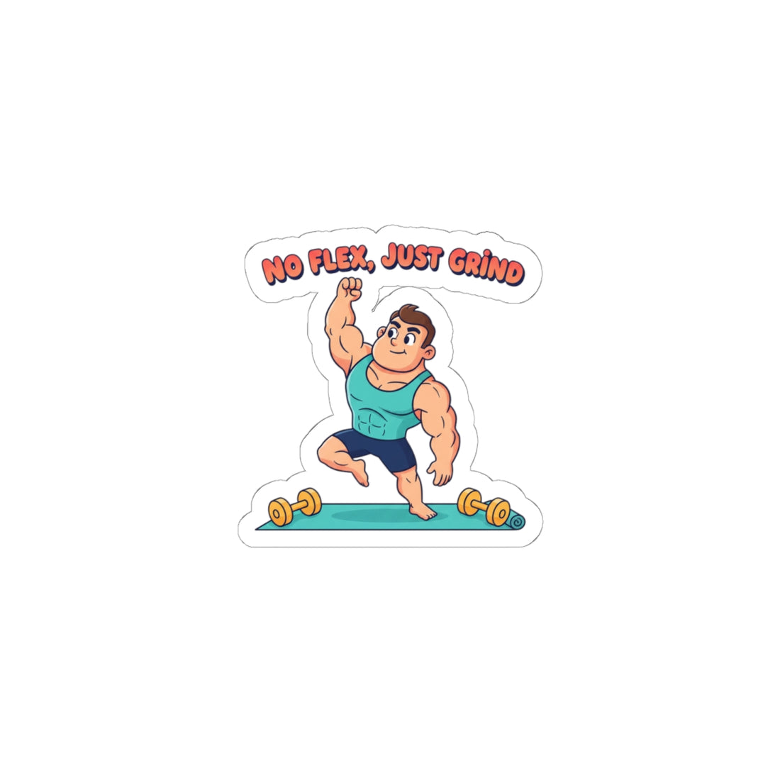 No Flex Just Grind Sticker | Gym Comeback, Tiny Dumbbell Fitness Humor