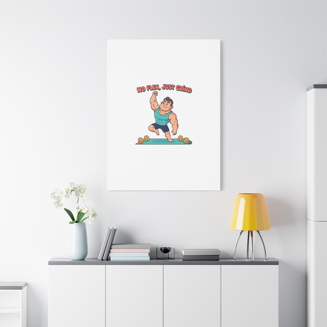 No Flex Just Grind canvas, Gymtimidation humor wall art | start small fitness décor