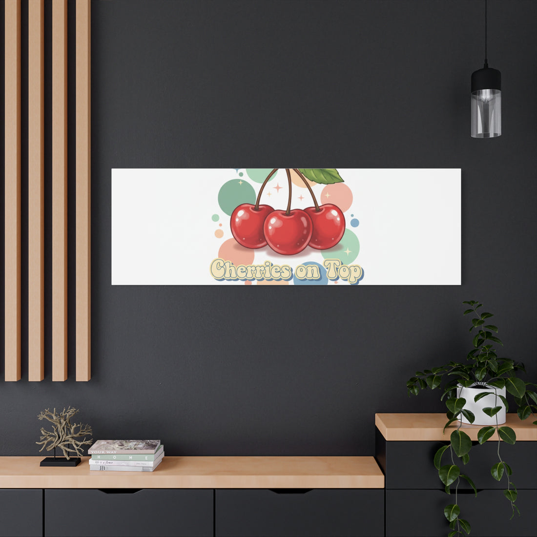 Cherries on Top Canvas | Retro Kawaii Fruit Wall Art