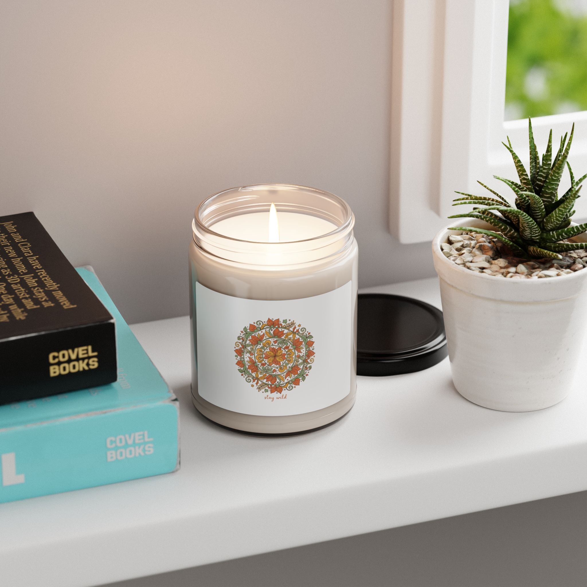 Boho Mandala Candle | Soy Jar Candle, Vintage Paisley Pattern