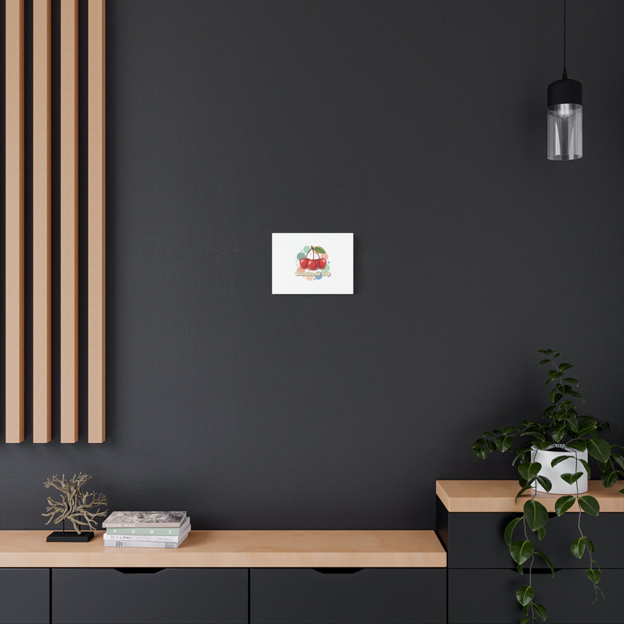 Cherries on Top Canvas | Retro Kawaii Fruit Wall Art