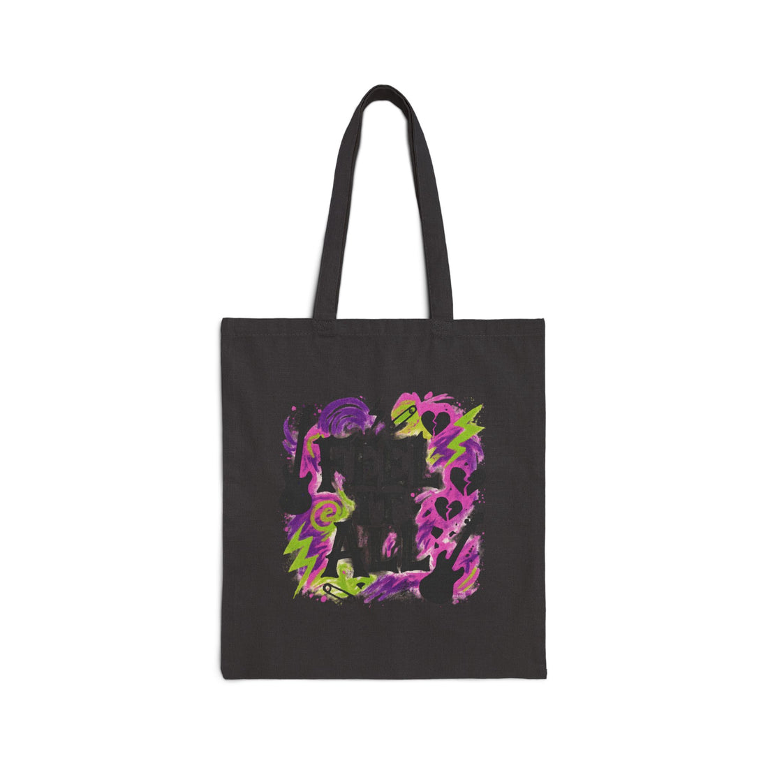 Feel It All Canvas Tote — Vibrant Music & Heart Graphic Cotton Bag