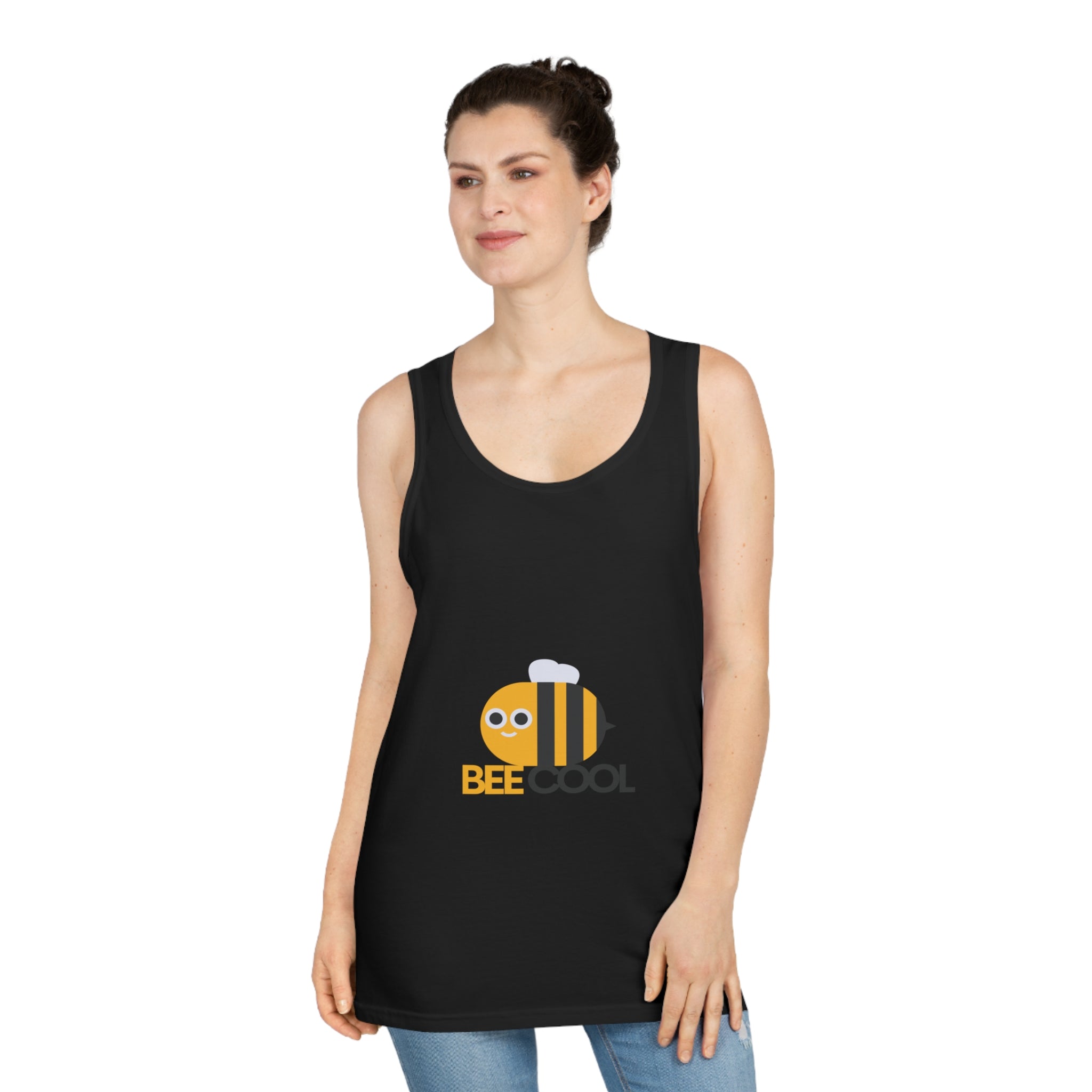 Bee Cool Unisex Softstyle™ Tank Top, Summer Wear, Gift for Bee Lovers, Cute Bee Tank, Funny Bee Message - Goat Corp