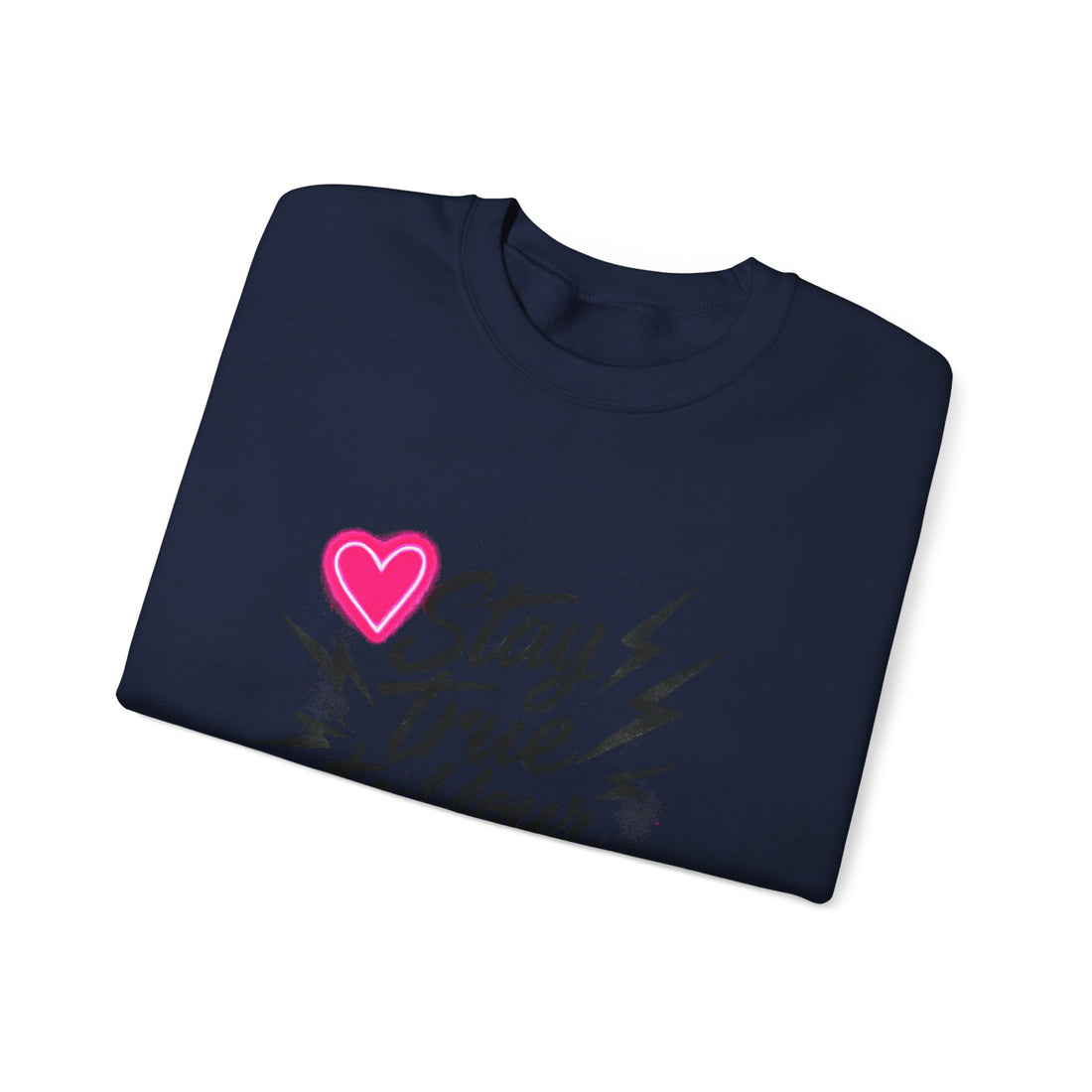 Crewneck Sweatshirt — "Stay True to Your Gloom" Pink Heart Graphic