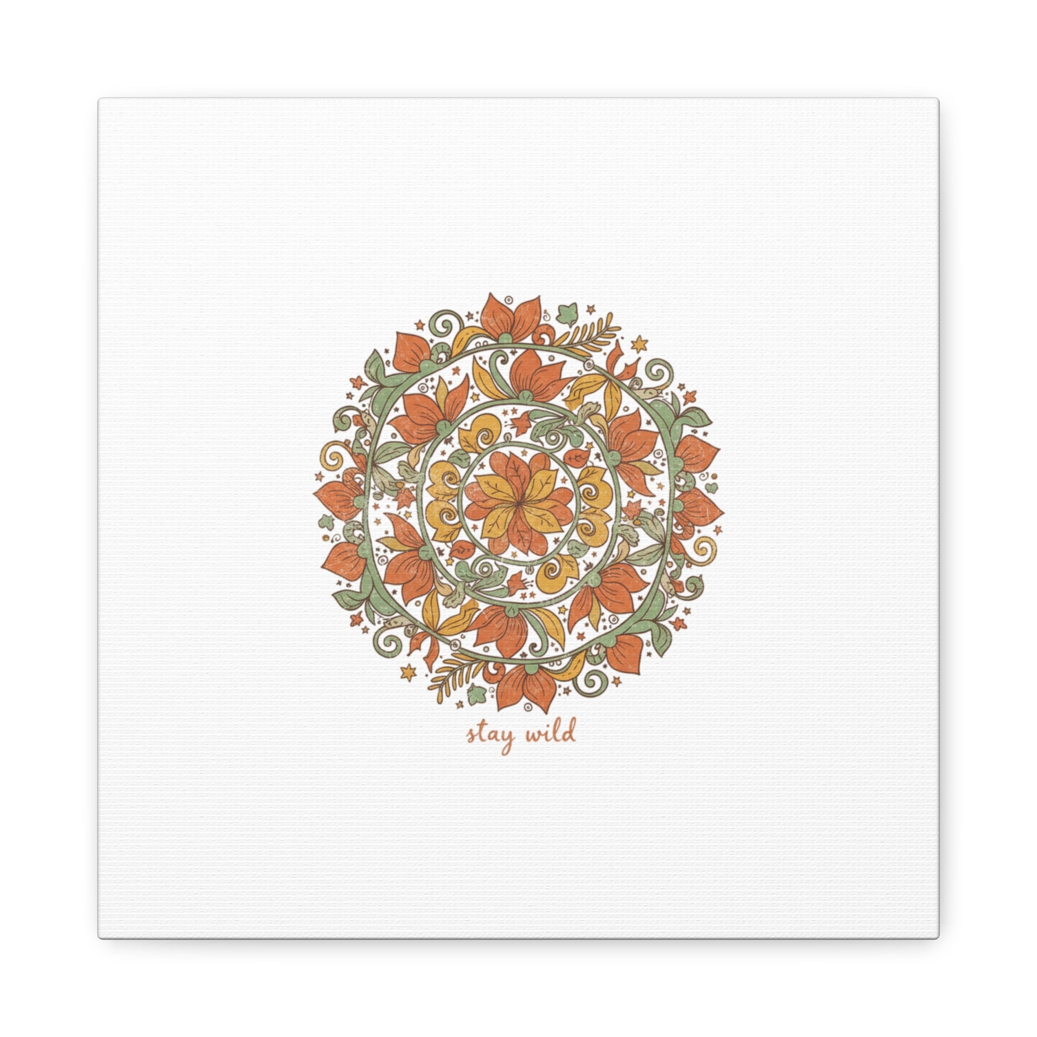 Stay Wild Mandala Canvas, Boho Paisley Wall Art | Artisanal Boho Print