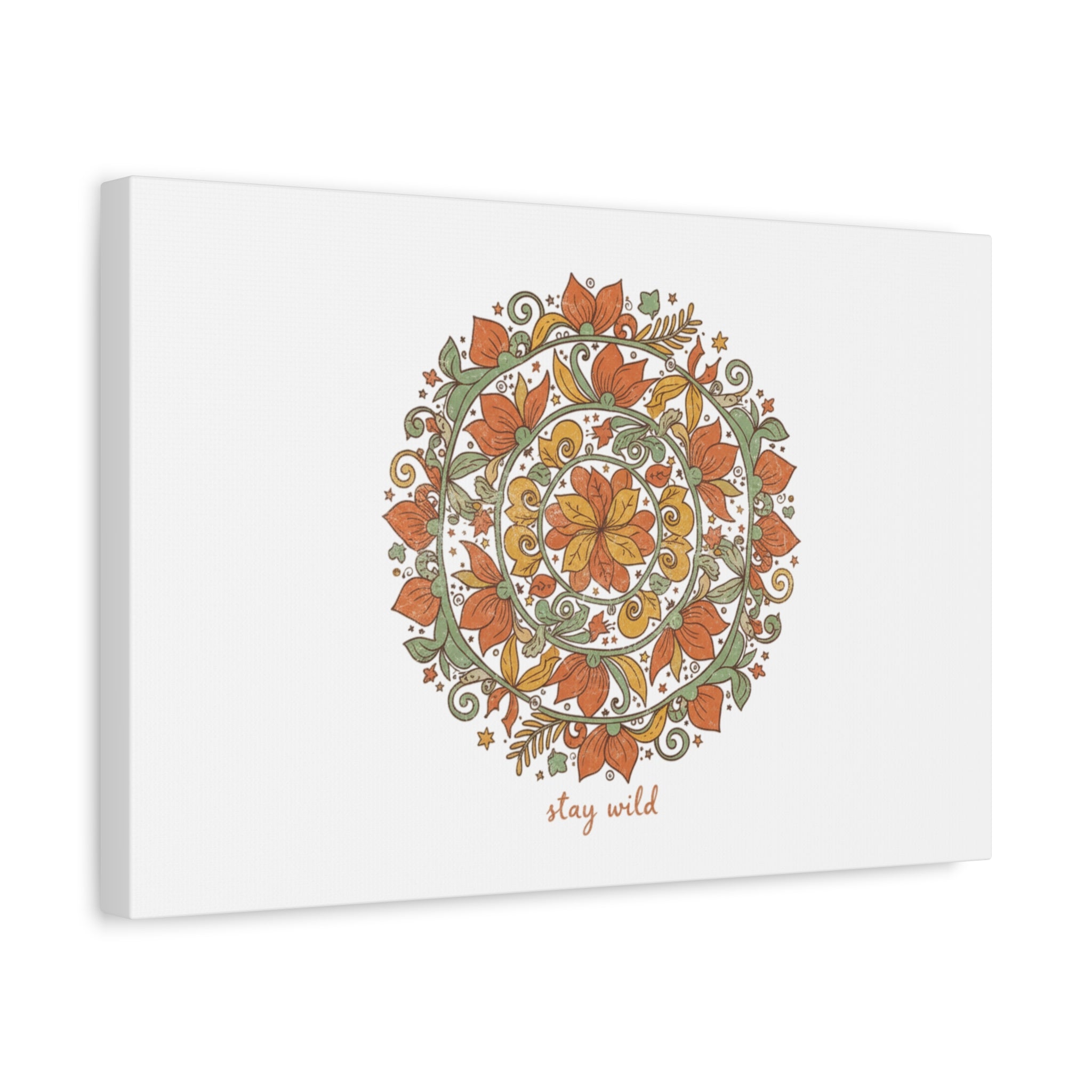 Stay Wild Mandala Canvas, Boho Paisley Wall Art | Artisanal Boho Print