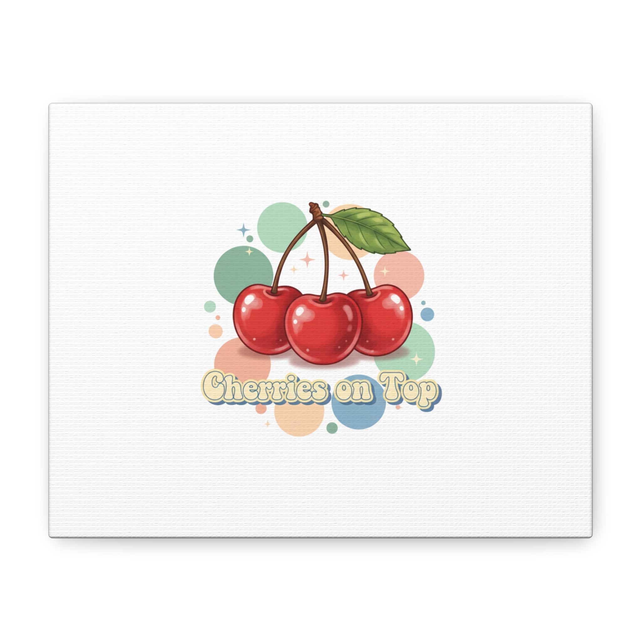 Cherries on Top Canvas | Retro Kawaii Fruit Wall Art