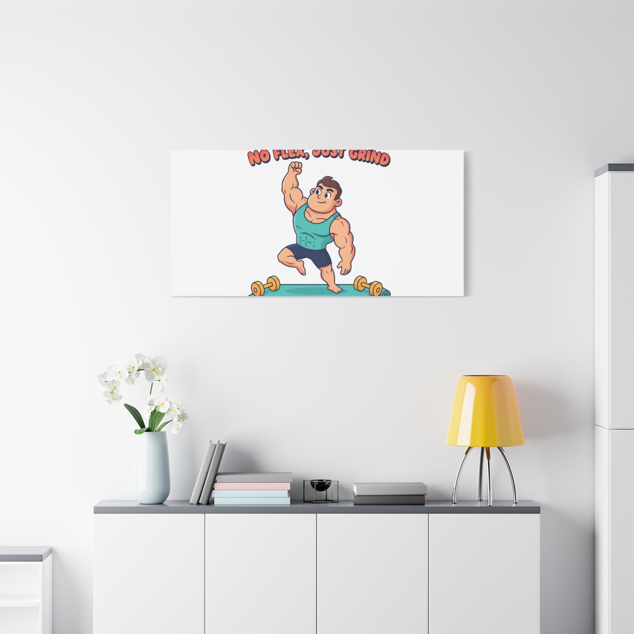 No Flex Just Grind canvas, Gymtimidation humor wall art | start small fitness décor