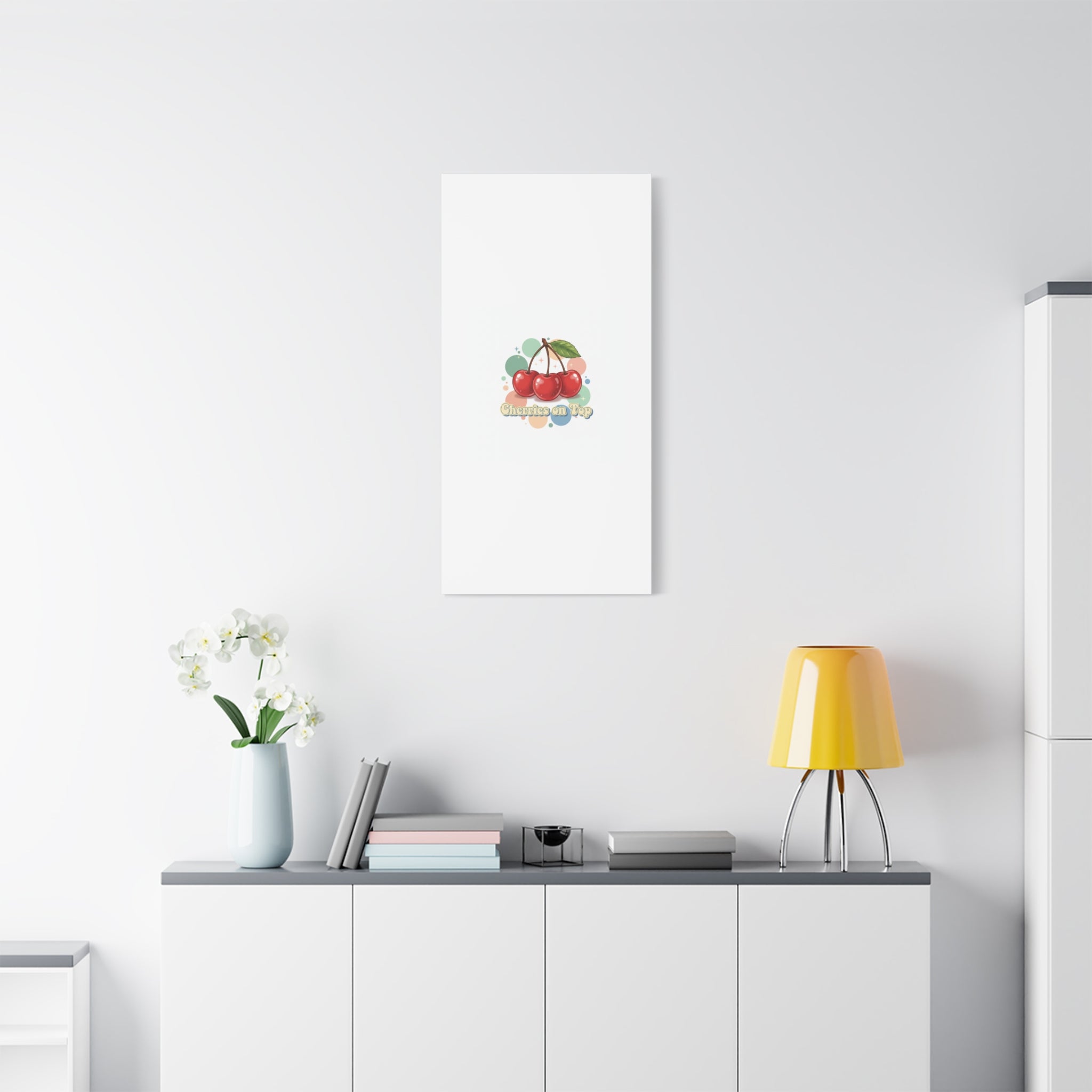 Cherries on Top Canvas | Retro Kawaii Fruit Wall Art