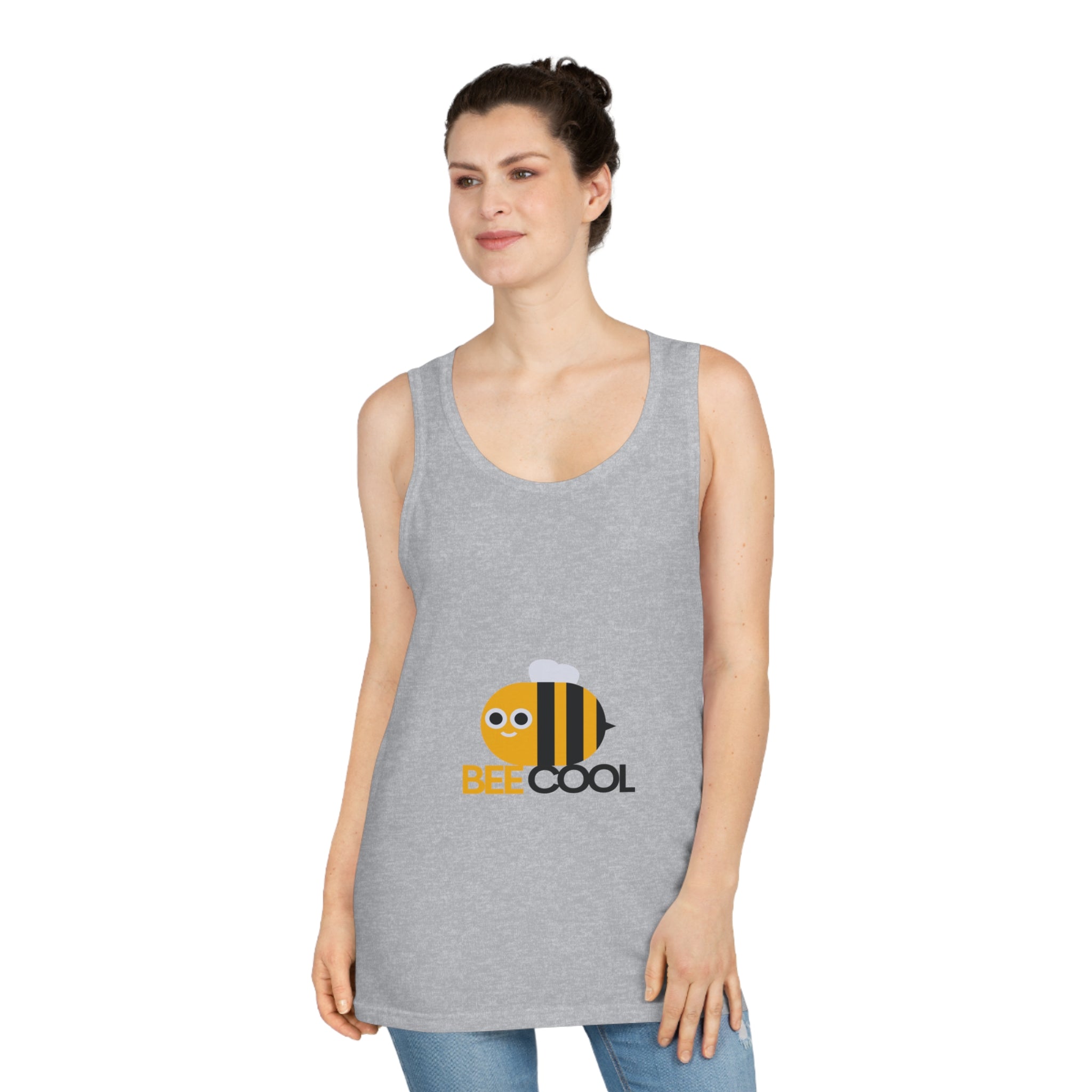 Bee Cool Unisex Softstyle™ Tank Top, Summer Wear, Gift for Bee Lovers, Cute Bee Tank, Funny Bee Message - Goat Corp