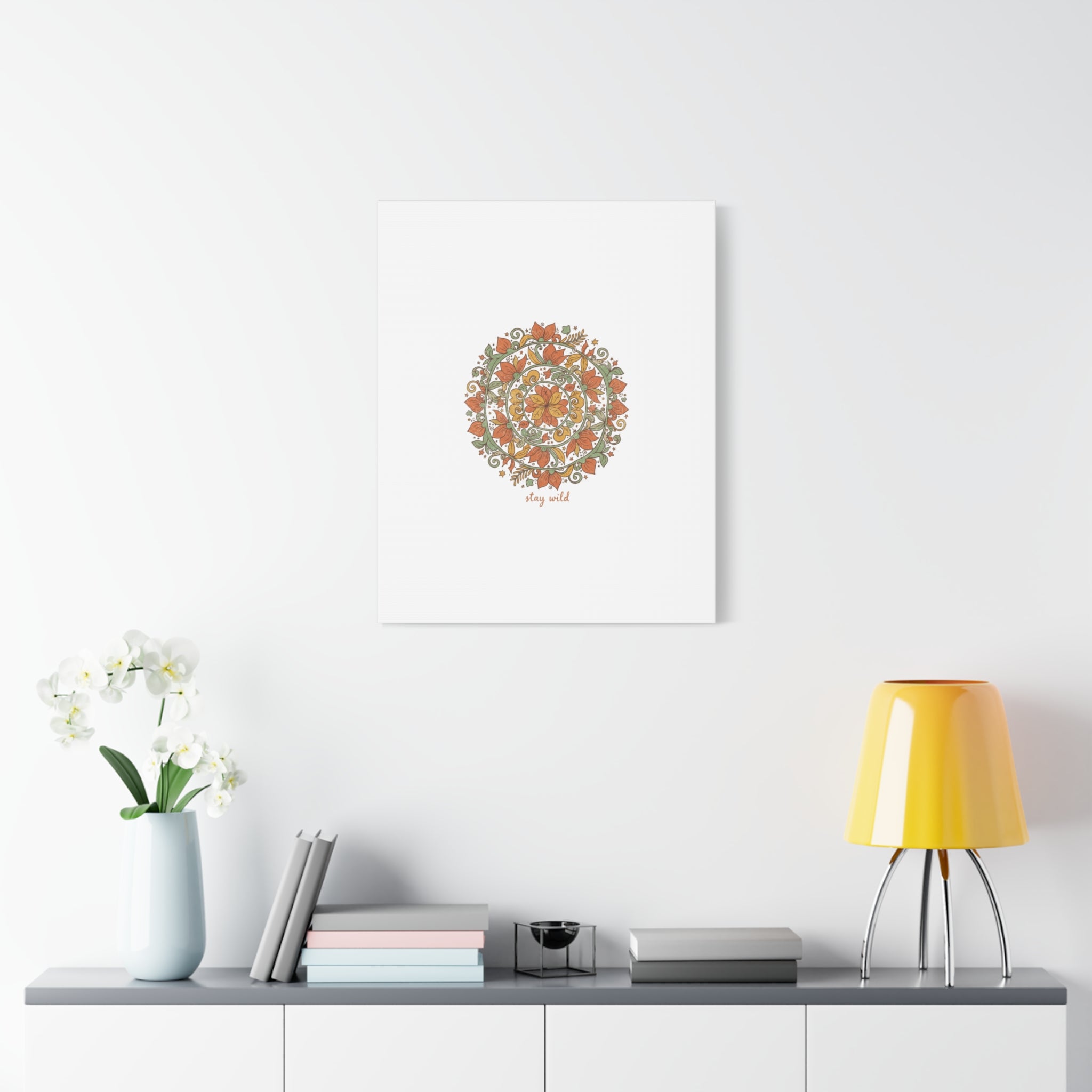 Stay Wild Mandala Canvas, Boho Paisley Wall Art | Artisanal Boho Print