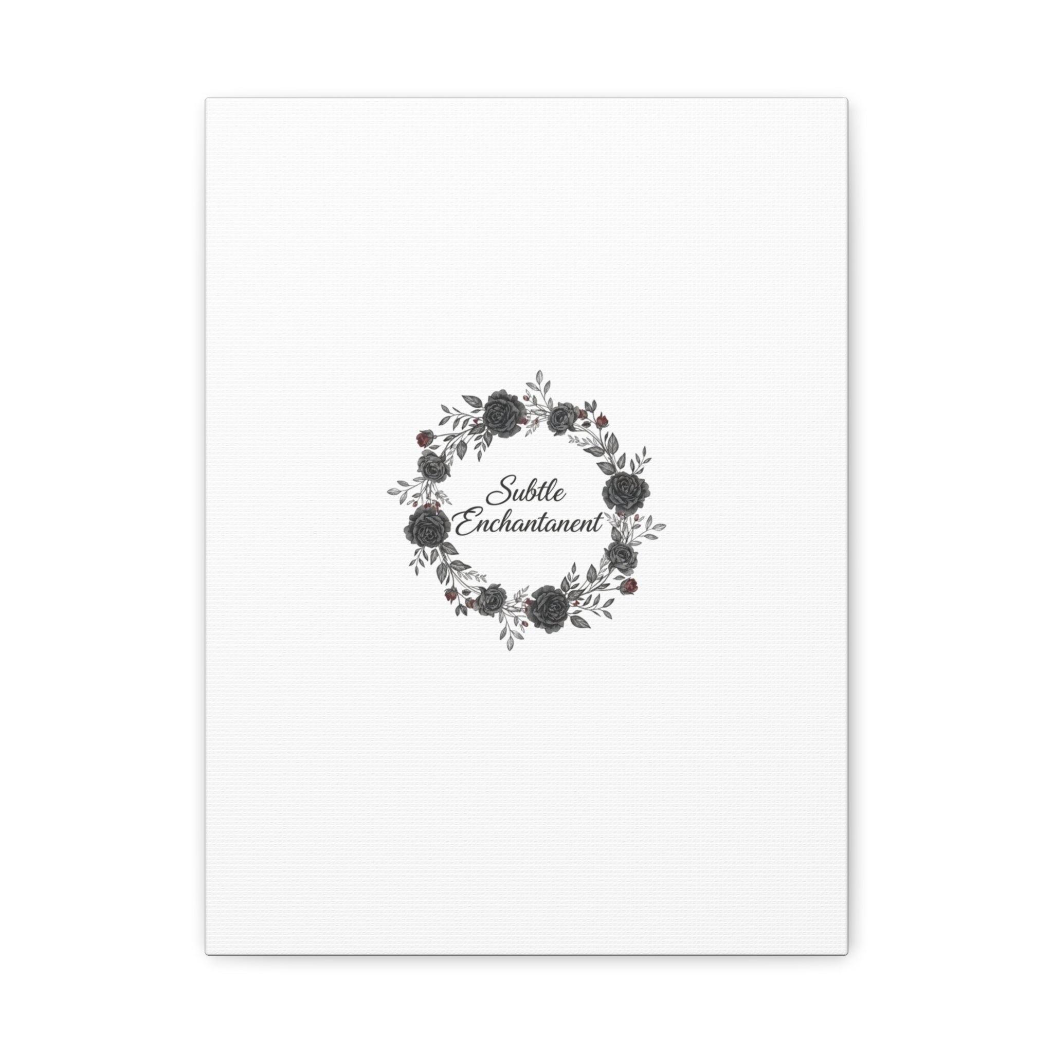 Moon Rose Wreath Canvas, Romantic Gothic Lite, Soft Goth Floral Wall Art