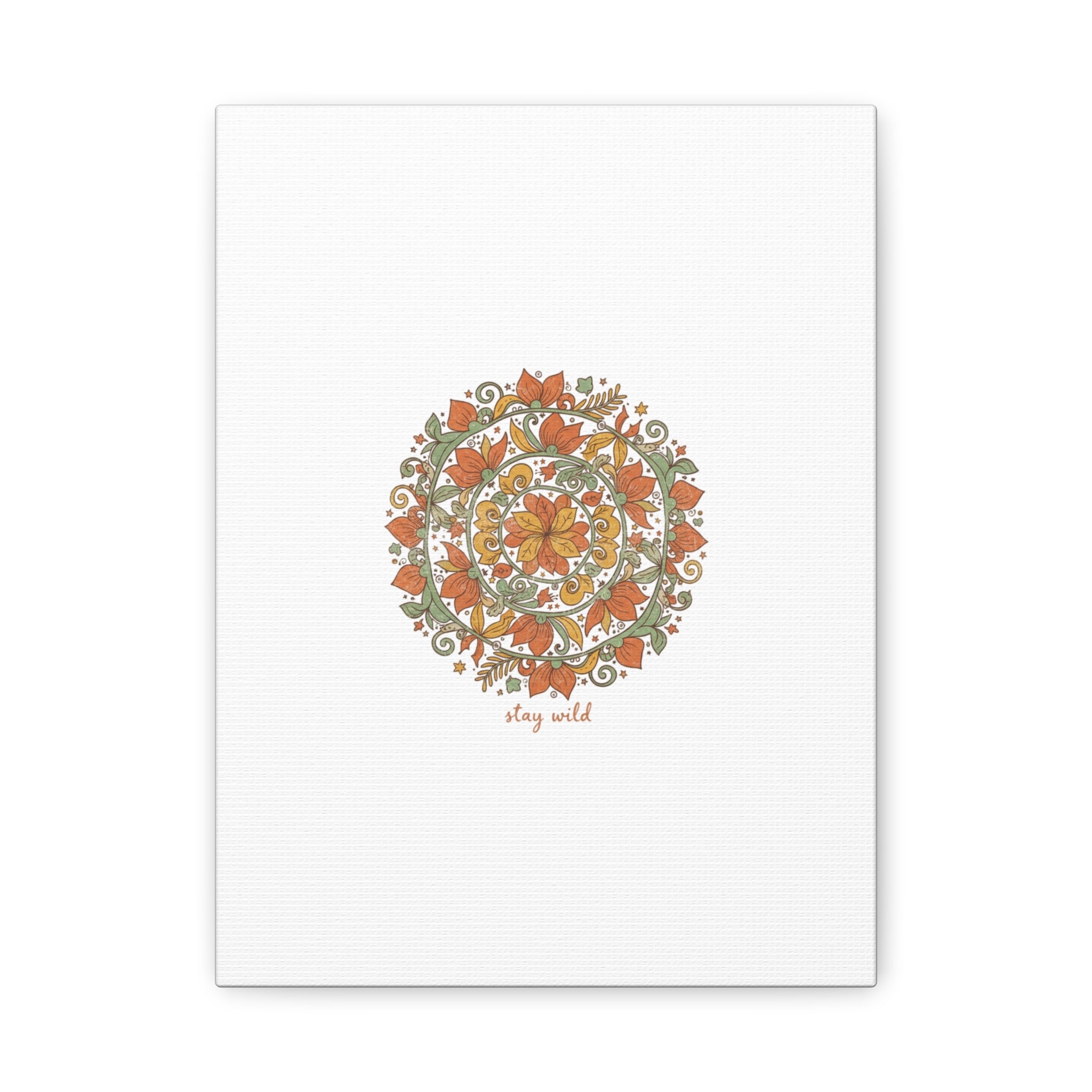 Stay Wild Mandala Canvas, Boho Paisley Wall Art | Artisanal Boho Print