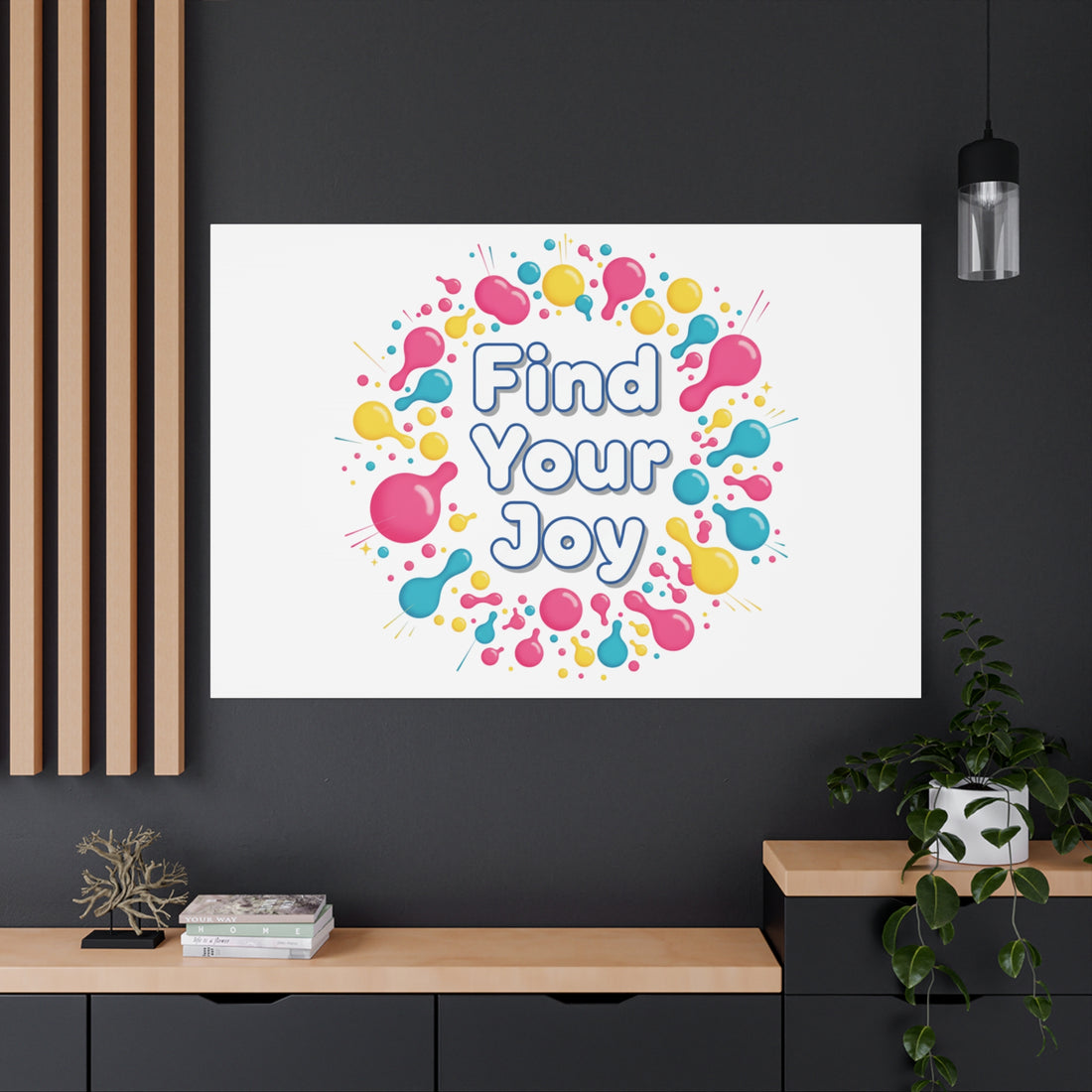 Find Your Joy Canvas | Dopamine Decor, Neon Gradient Squiggle Art