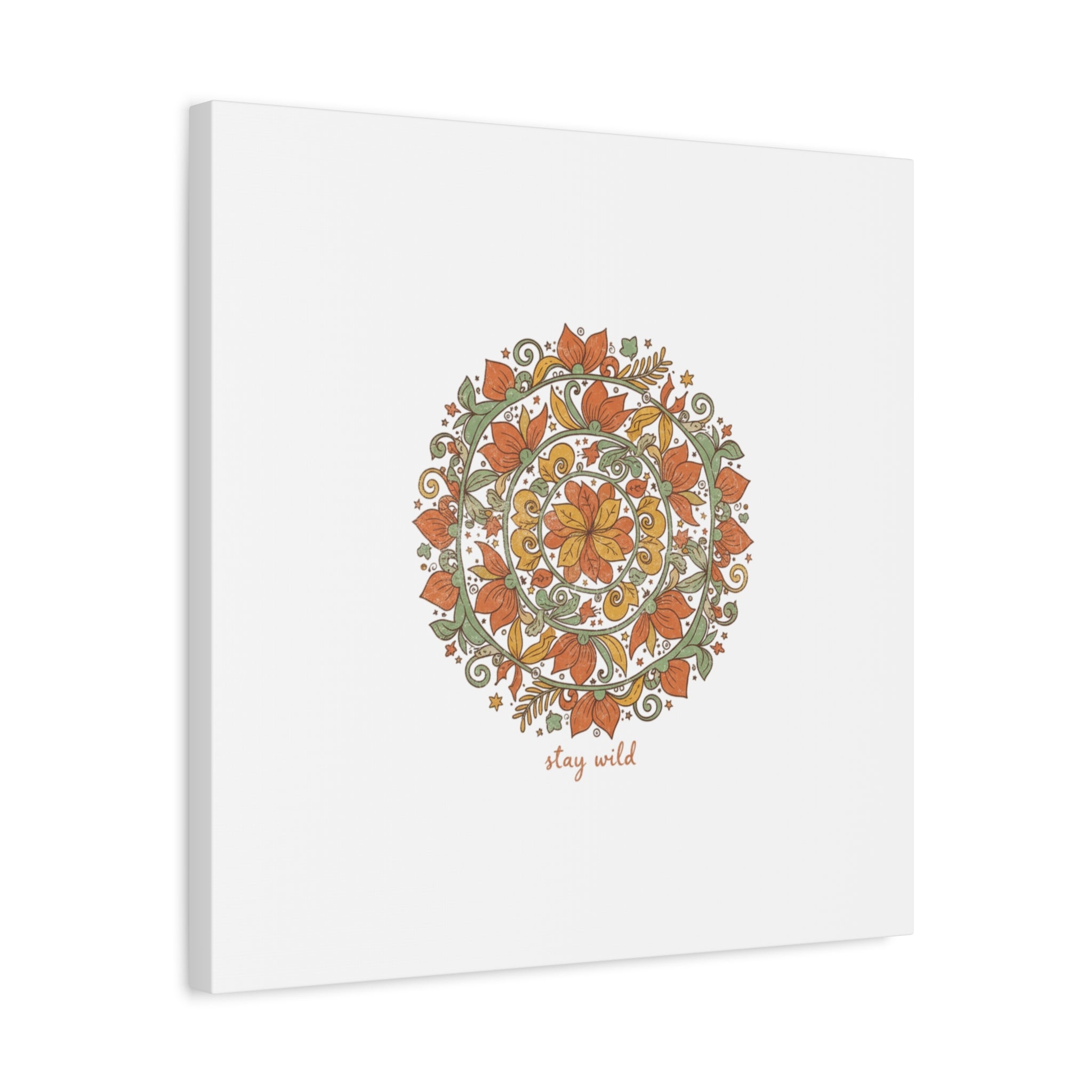 Stay Wild Mandala Canvas, Boho Paisley Wall Art | Artisanal Boho Print