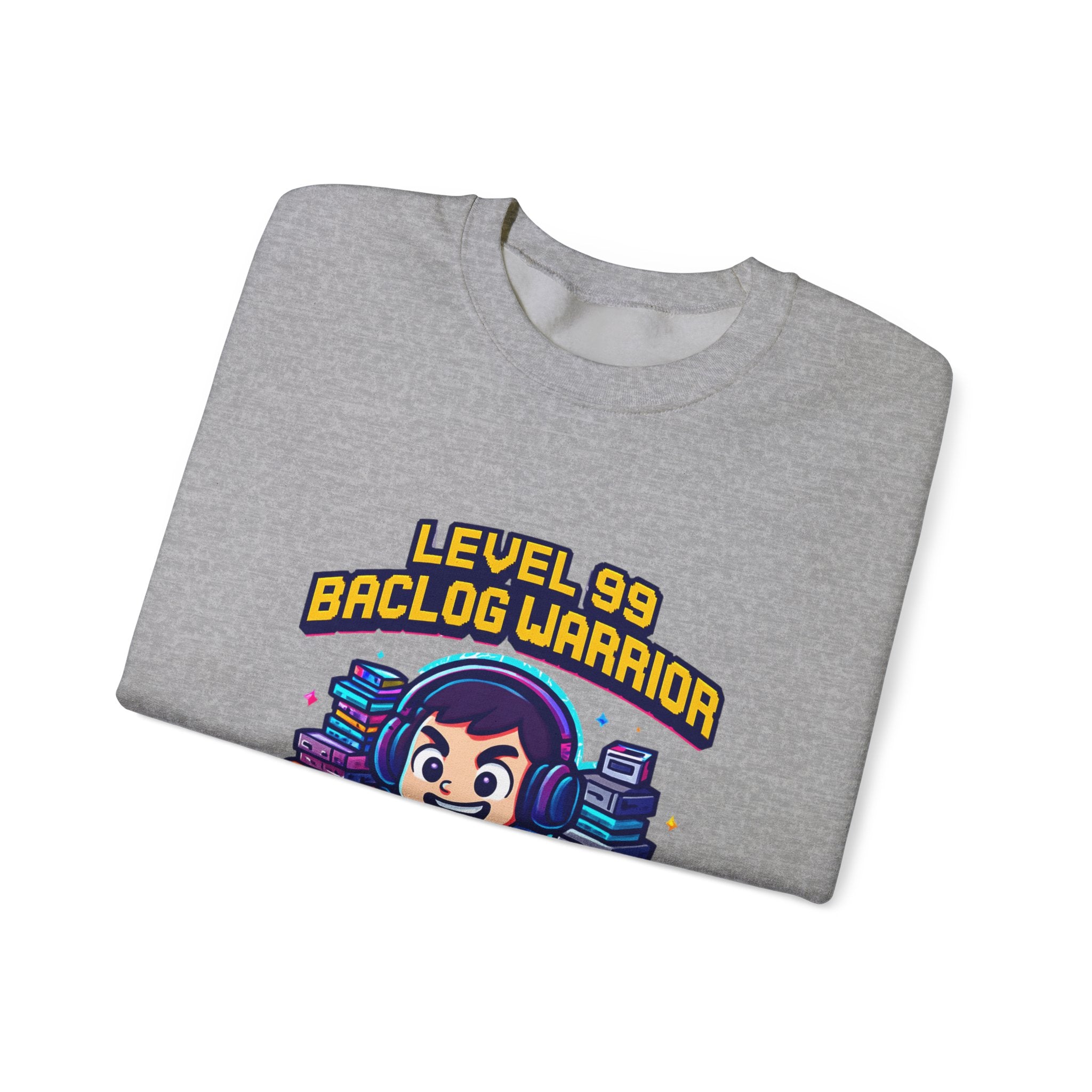 Level 99 Backlog Warrior Crewneck Sweatshirt – Gamer Retro Console Graphic