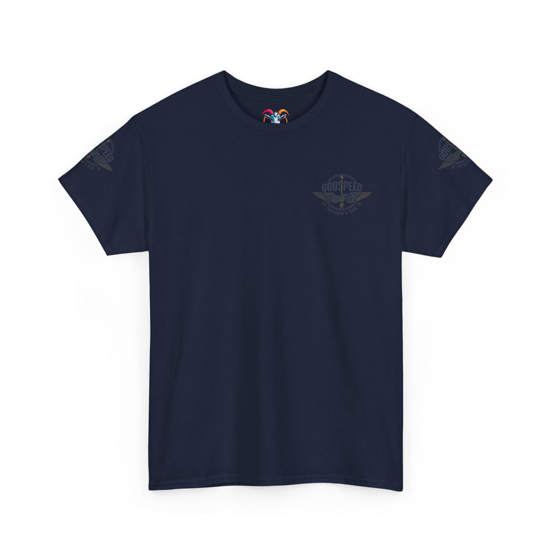 Godspeed Freedom Run Unisex Heavy Cotton Tee, Classic Graphic T-Shirt, Casual Wear, Gift for Runners, Vintage Style Apparel - Goat Corp