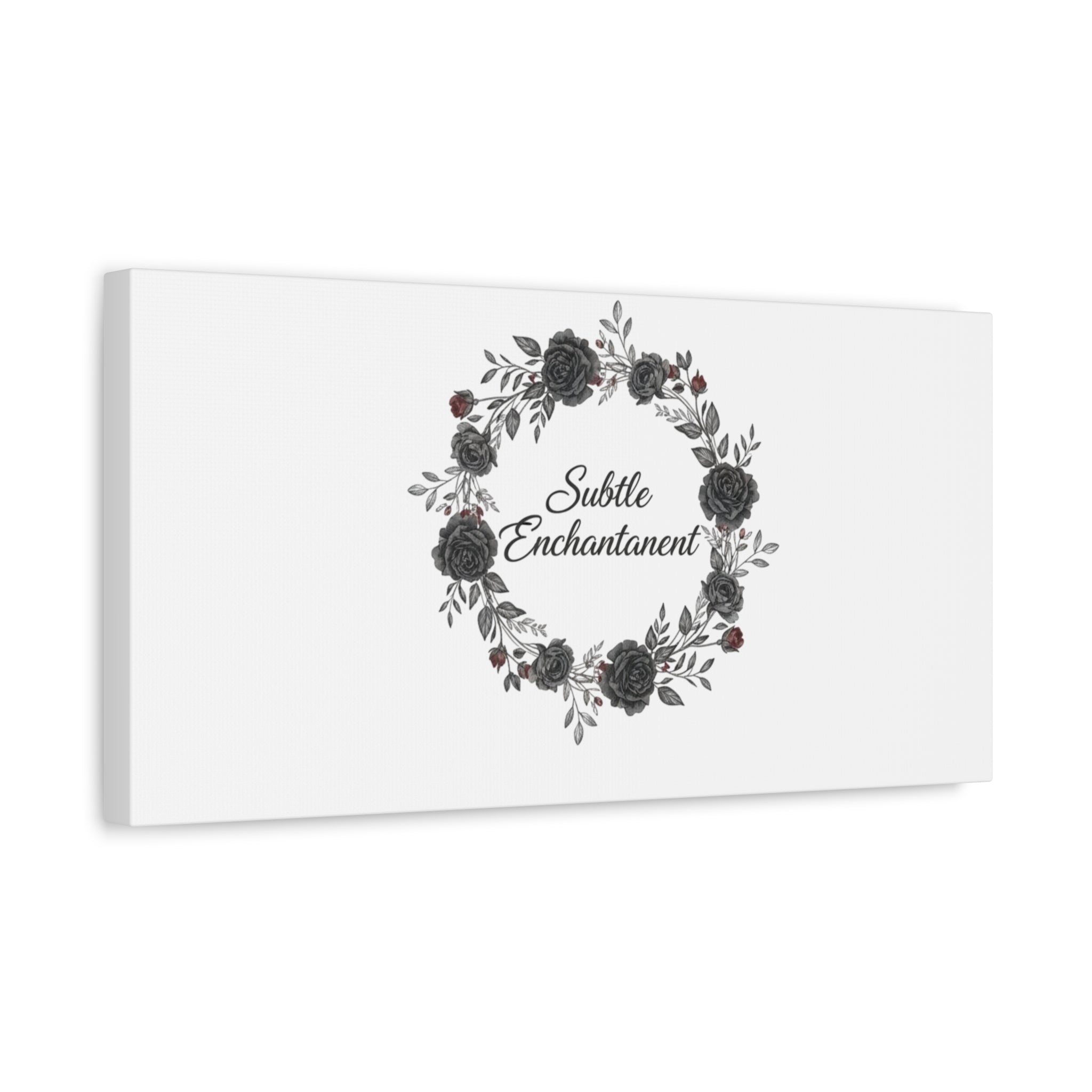 Moon Rose Wreath Canvas, Romantic Gothic Lite, Soft Goth Floral Wall Art