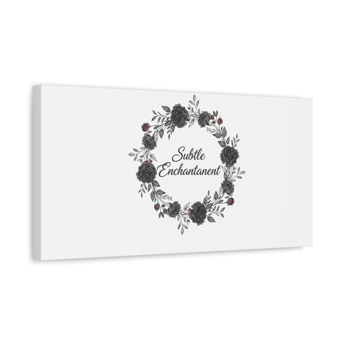 Moon Rose Wreath Canvas, Romantic Gothic Lite, Soft Goth Floral Wall Art