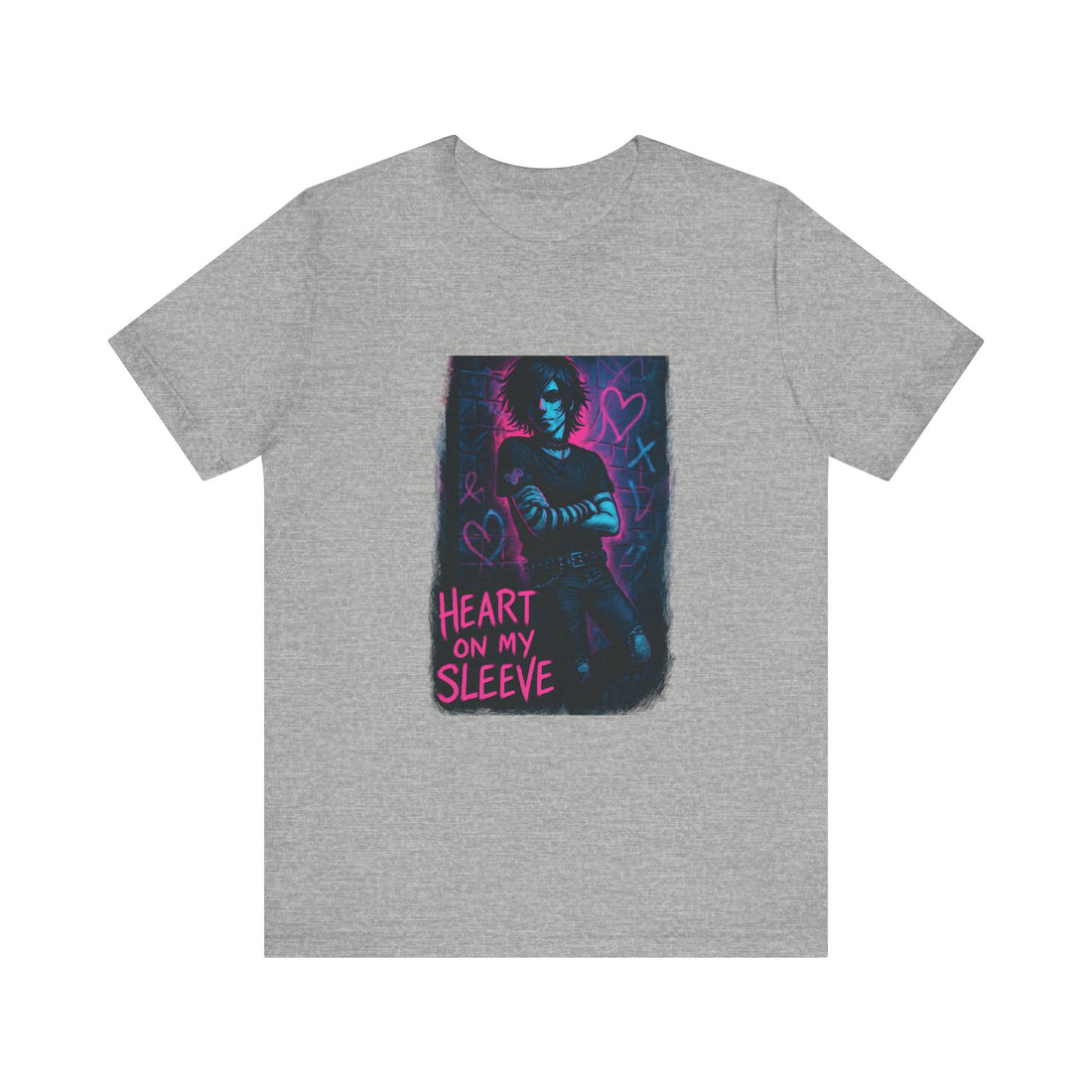 Heart On My Sleeve Graphic Tee — Neon Goth Portrait T‑Shirt