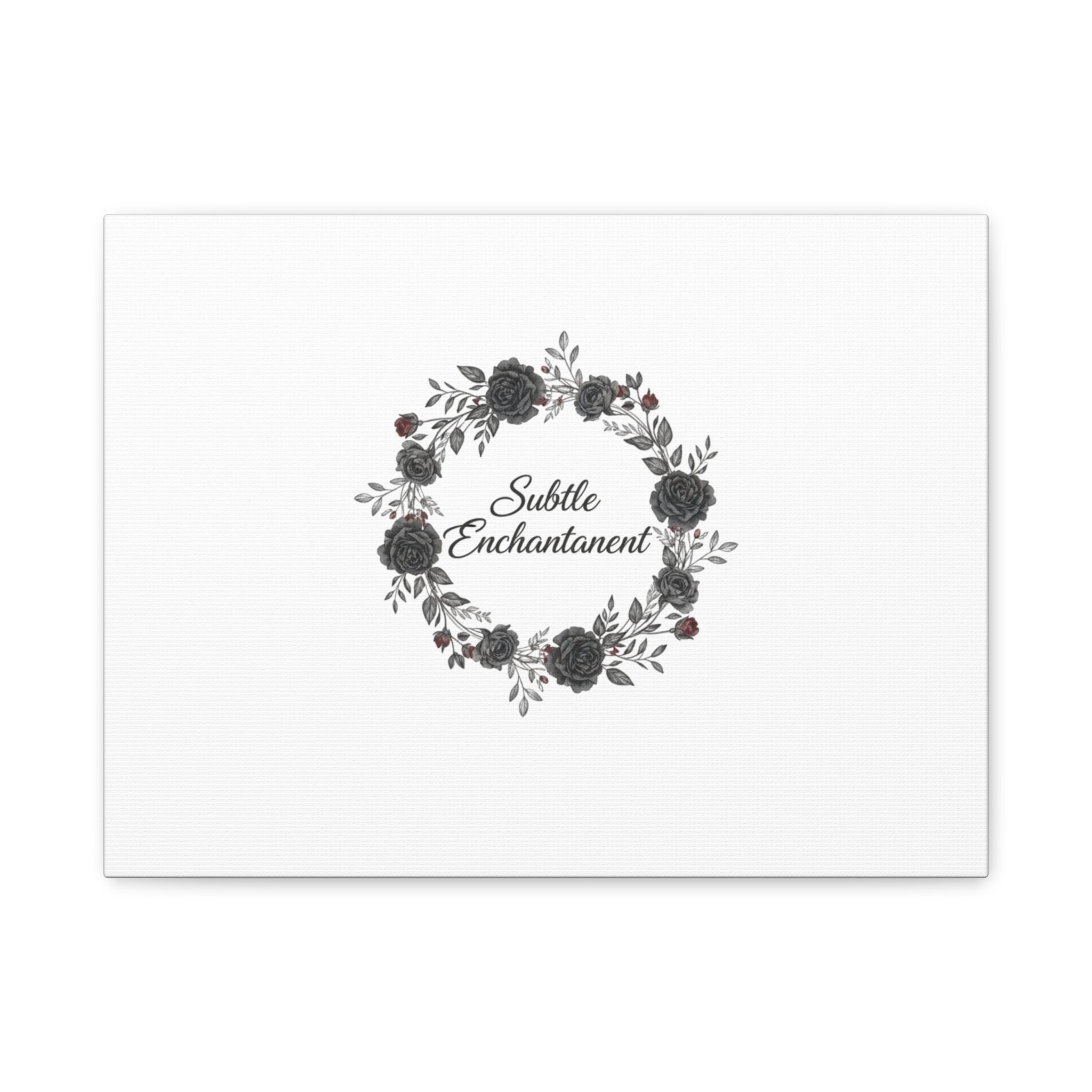 Moon Rose Wreath Canvas, Romantic Gothic Lite, Soft Goth Floral Wall Art