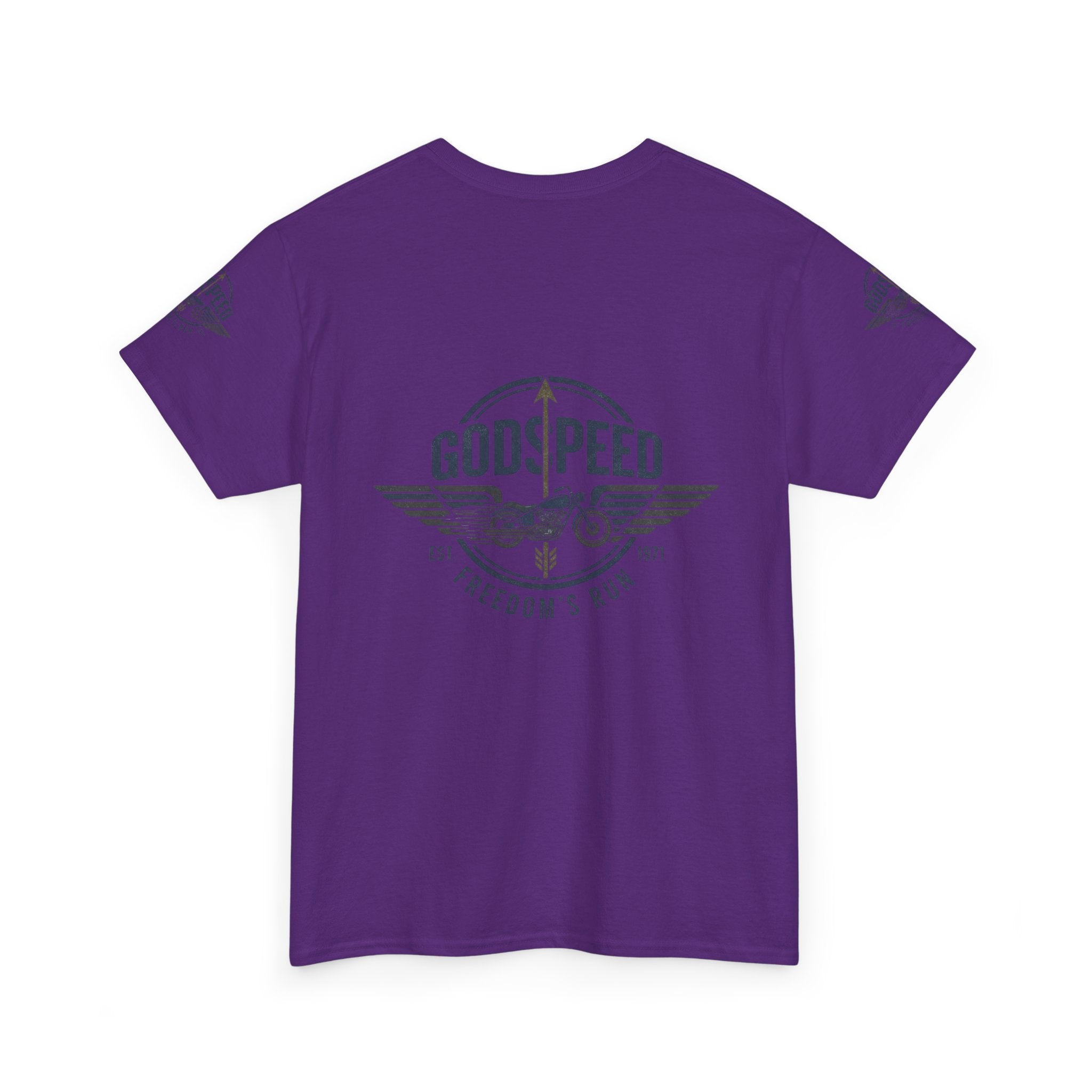 Godspeed Freedom Run Unisex Heavy Cotton Tee, Classic Graphic T-Shirt, Casual Wear, Gift for Runners, Vintage Style Apparel