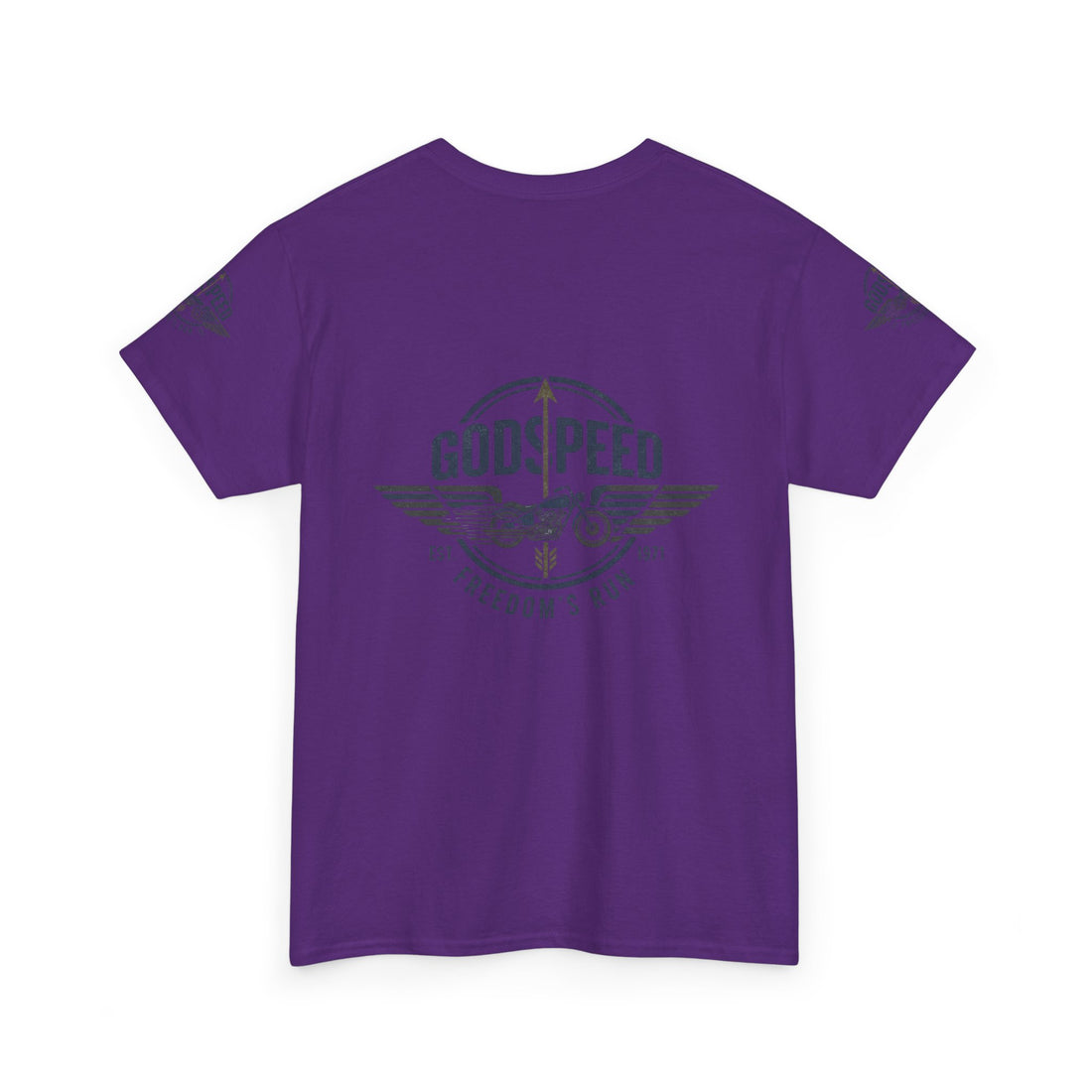 Godspeed Freedom Run Unisex Heavy Cotton Tee, Classic Graphic T-Shirt, Casual Wear, Gift for Runners, Vintage Style Apparel