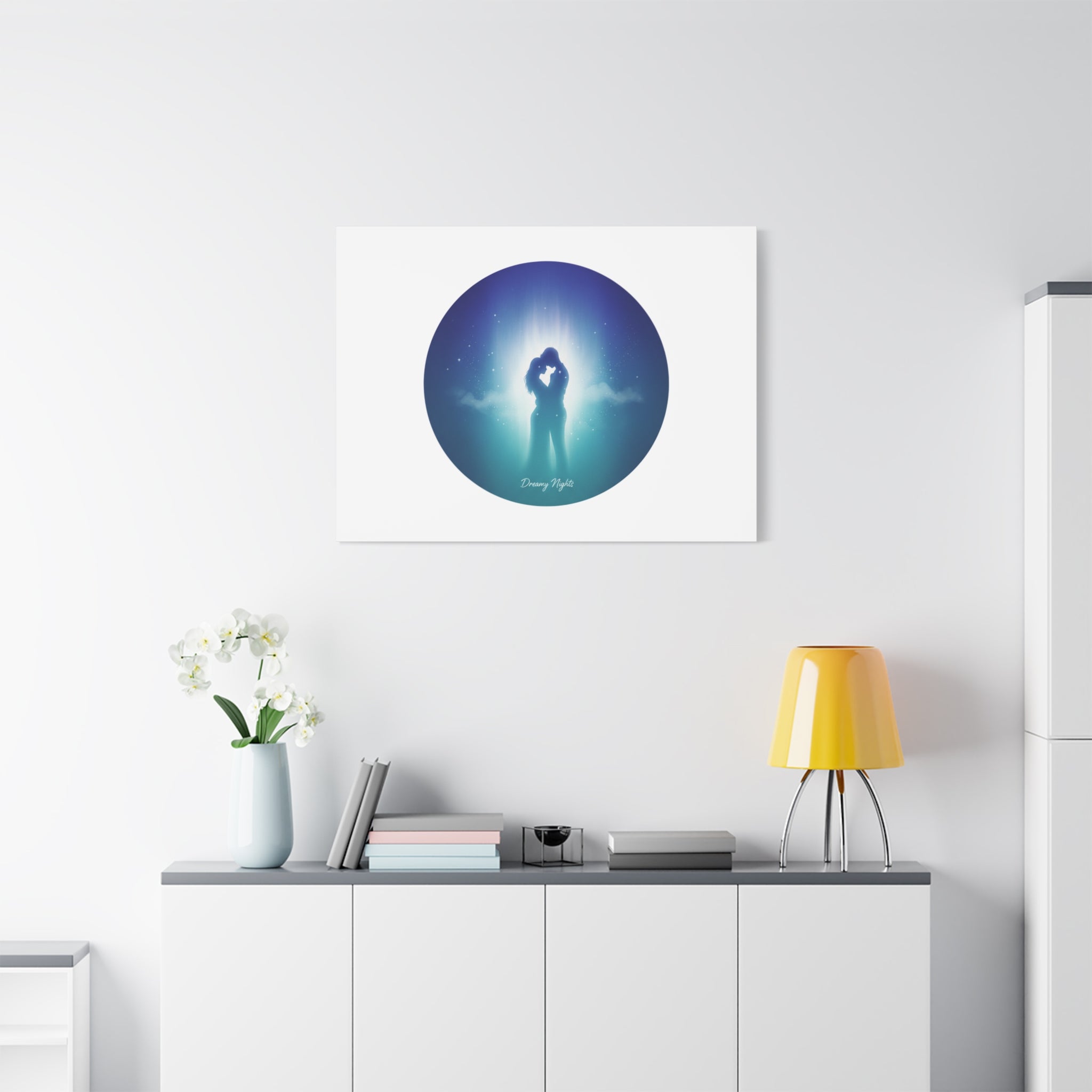 Dreamy Nightscape Canvas | Afterlight Atmospheric Print, Luminous Night Bloom