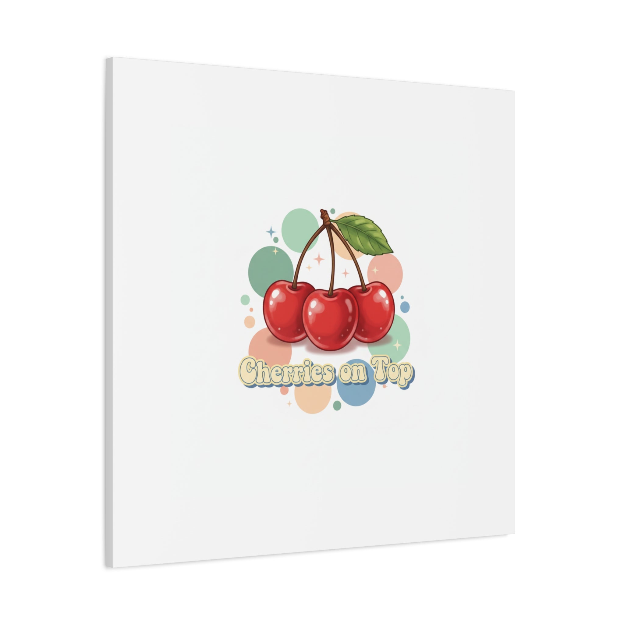 Cherries on Top Canvas | Retro Kawaii Fruit Wall Art