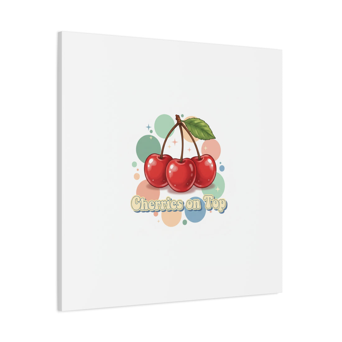 Cherries on Top Canvas | Retro Kawaii Fruit Wall Art