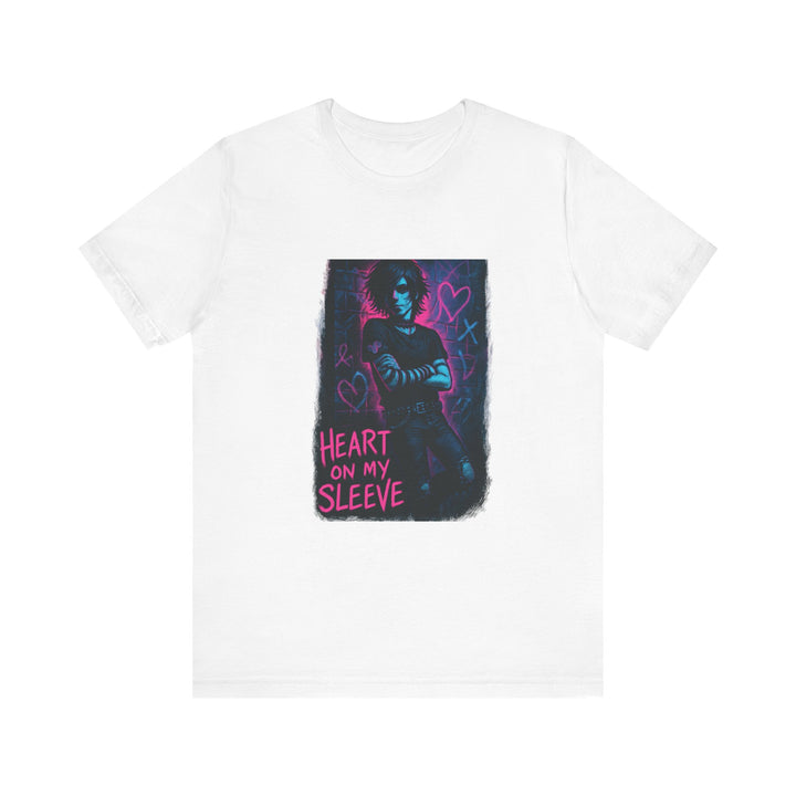 Heart On My Sleeve Graphic Tee — Neon Goth Portrait T‑Shirt