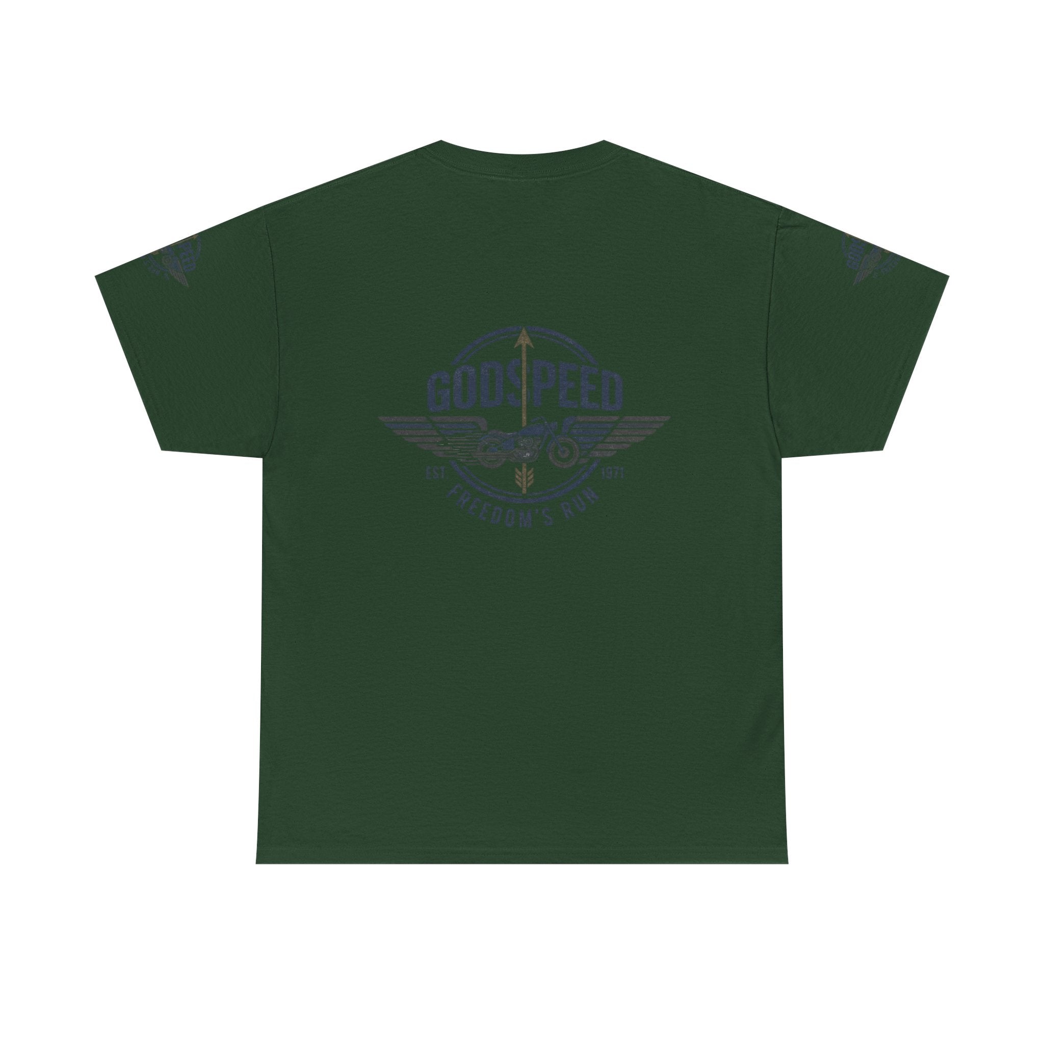 Godspeed Freedom Run Unisex Heavy Cotton Tee, Classic Graphic T-Shirt, Casual Wear, Gift for Runners, Vintage Style Apparel - Goat Corp
