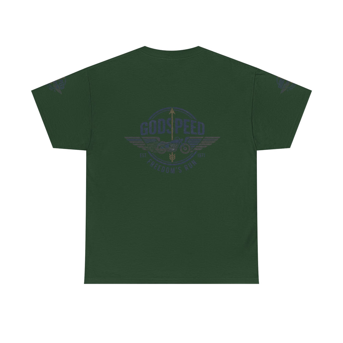Godspeed Freedom Run Unisex Heavy Cotton Tee, Classic Graphic T-Shirt, Casual Wear, Gift for Runners, Vintage Style Apparel - Goat Corp