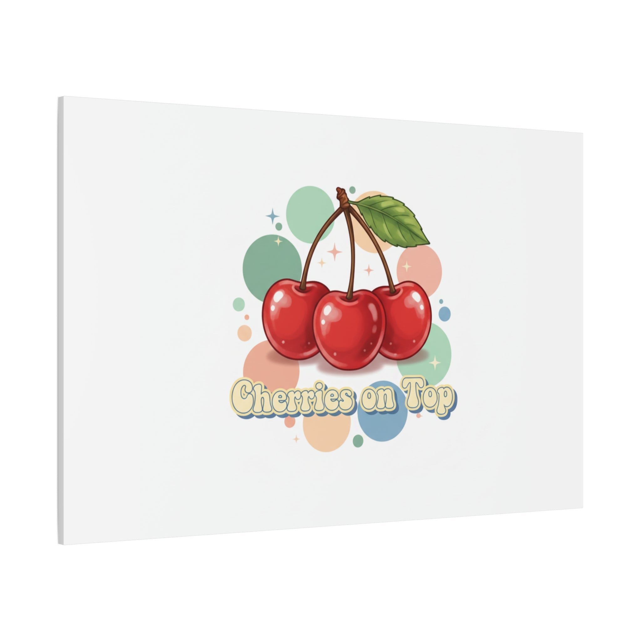 Cherries on Top Canvas | Retro Kawaii Fruit Wall Art