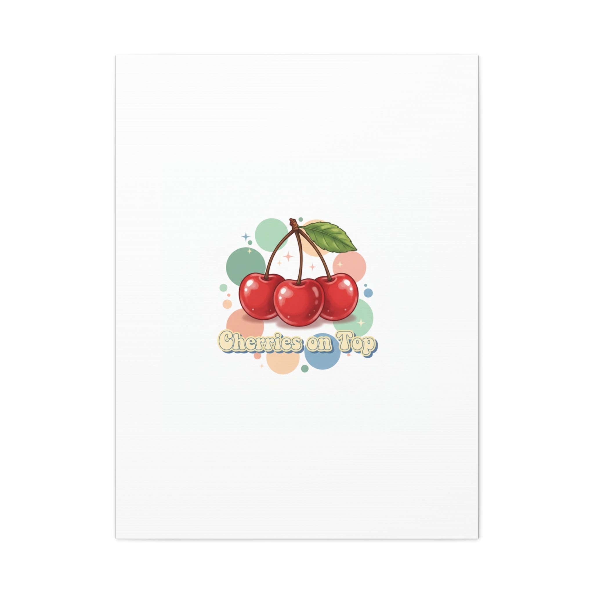 Cherries on Top Canvas | Retro Kawaii Fruit Wall Art
