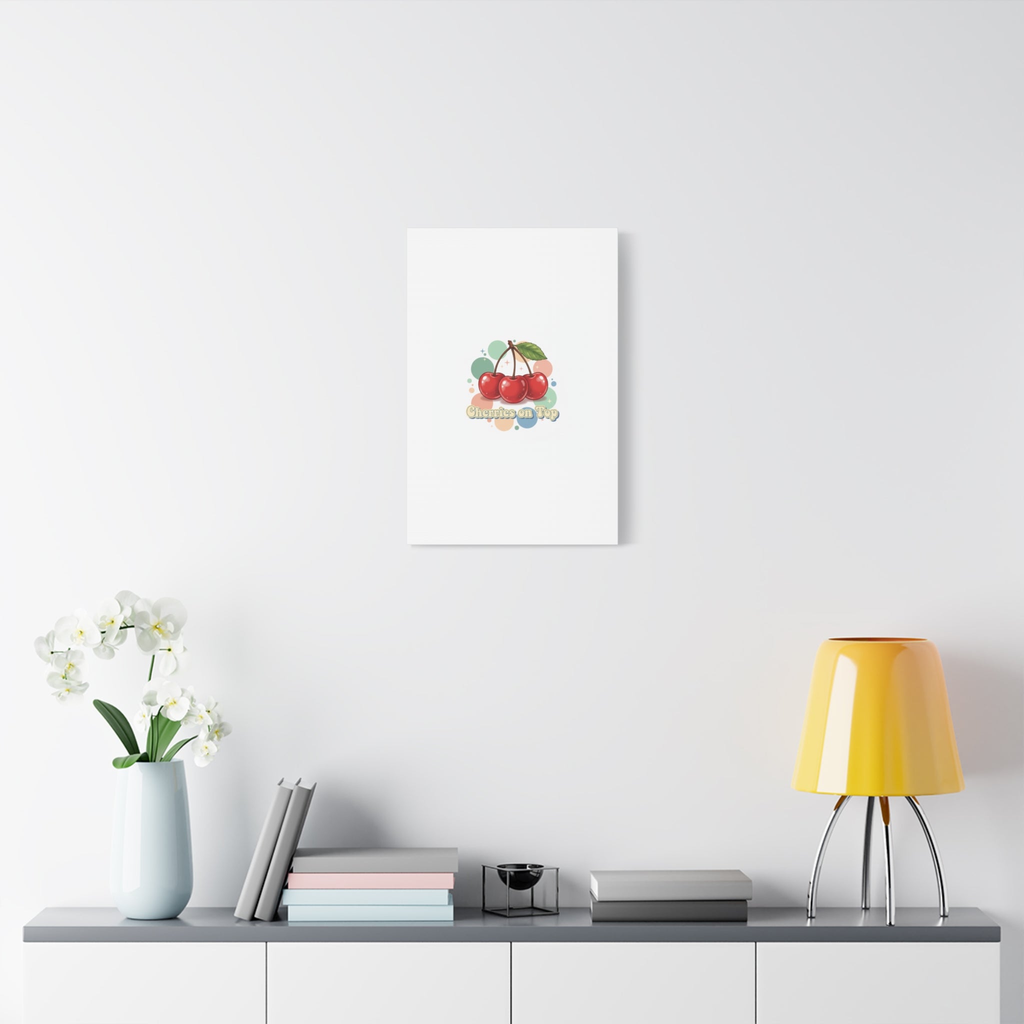 Cherries on Top Canvas | Retro Kawaii Fruit Wall Art