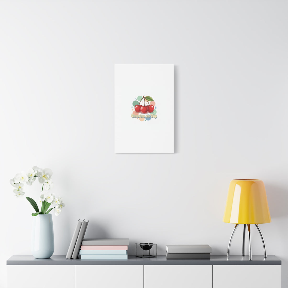 Cherries on Top Canvas | Retro Kawaii Fruit Wall Art