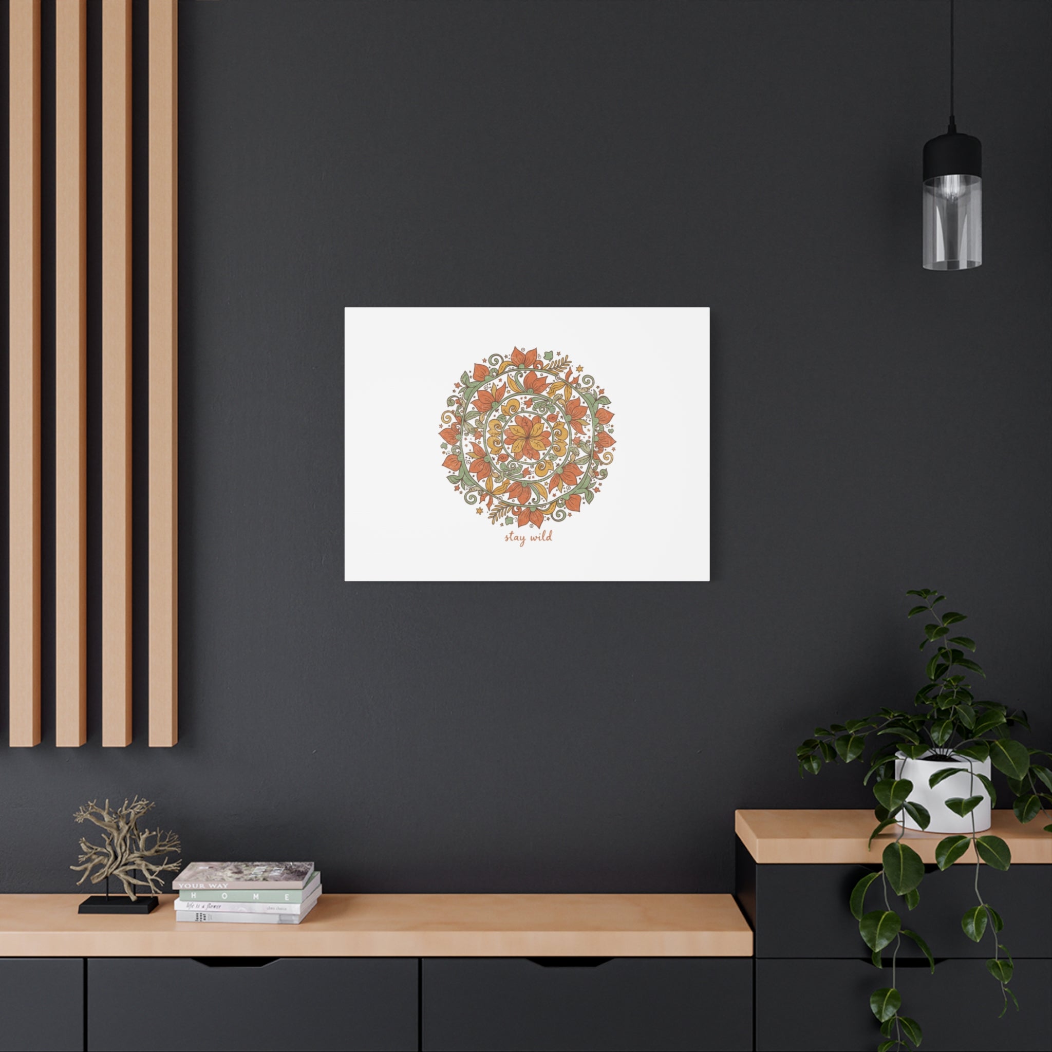 Stay Wild Mandala Canvas, Boho Paisley Wall Art | Artisanal Boho Print