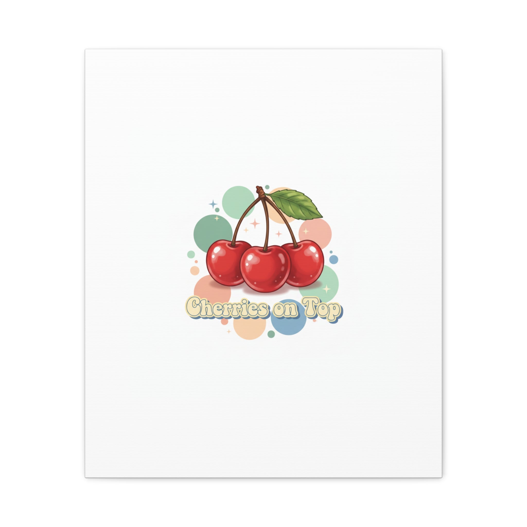 Cherries on Top Canvas | Retro Kawaii Fruit Wall Art
