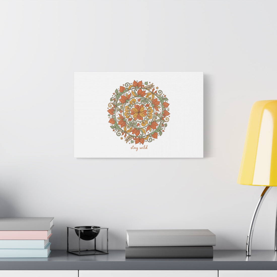 Stay Wild Mandala Canvas, Boho Paisley Wall Art | Artisanal Boho Print