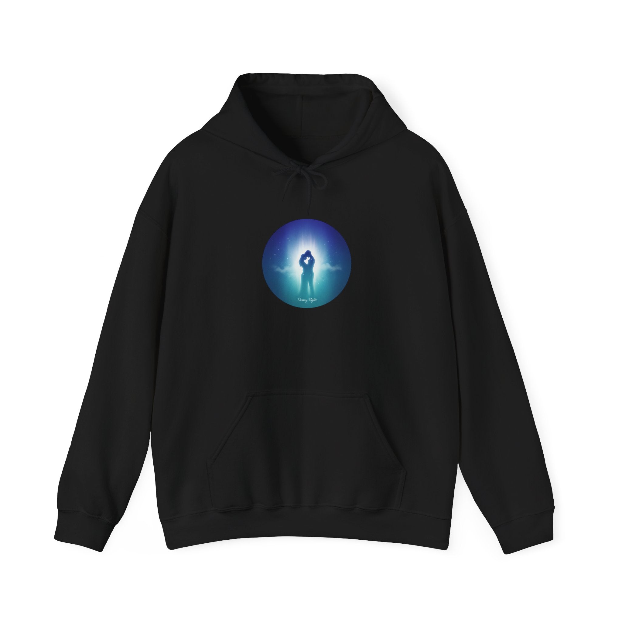 Afterlight Nightscape hoodie | luminous aura circle, cosmic floral aesthetic