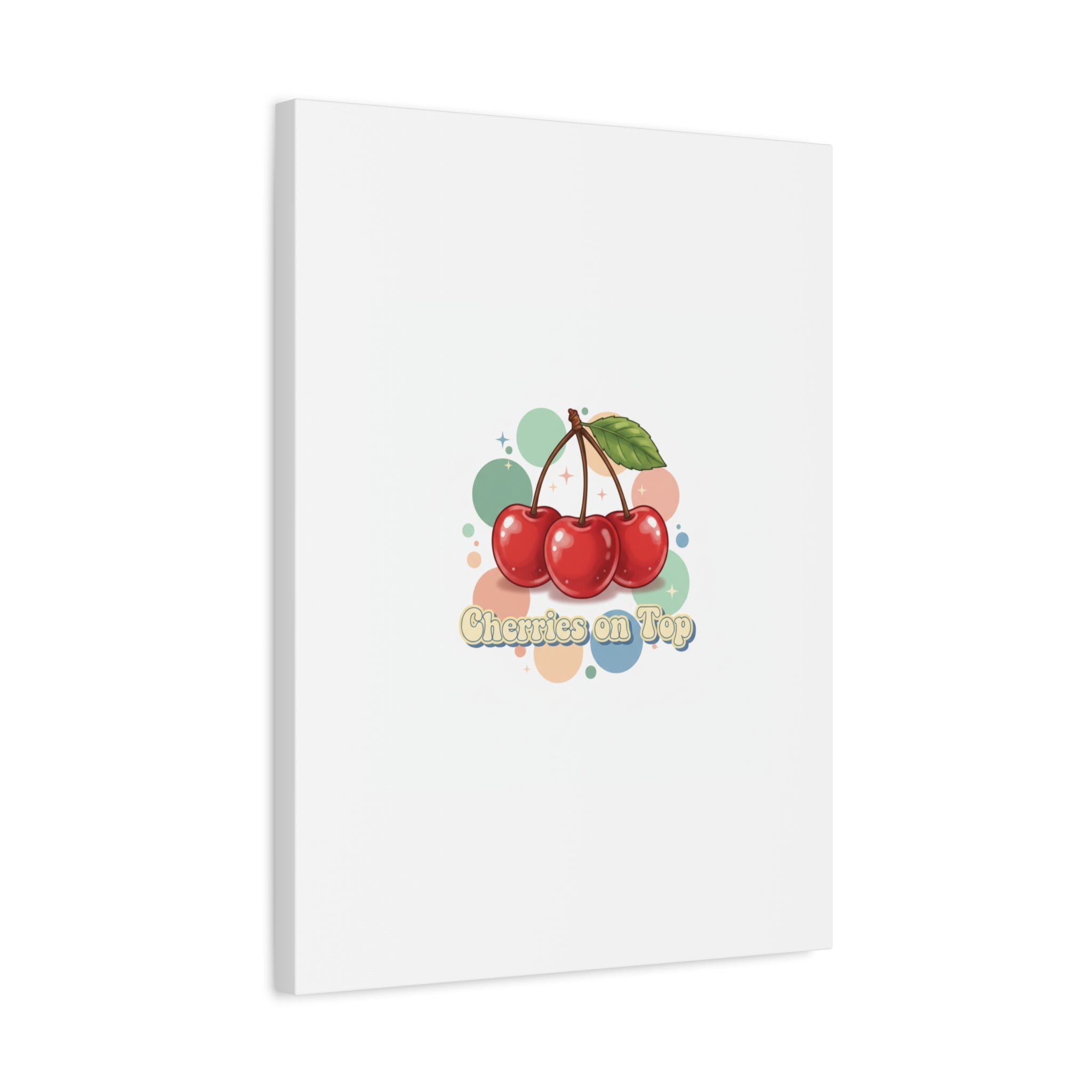 Cherries on Top Canvas | Retro Kawaii Fruit Wall Art