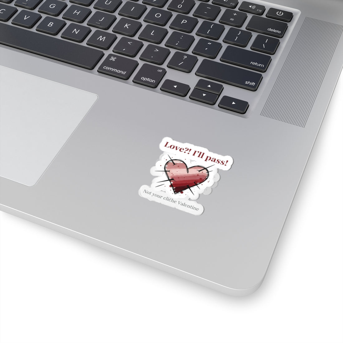 Love? I'll Pass Heart Sticker | anti‑Valentine, edgy heart decal