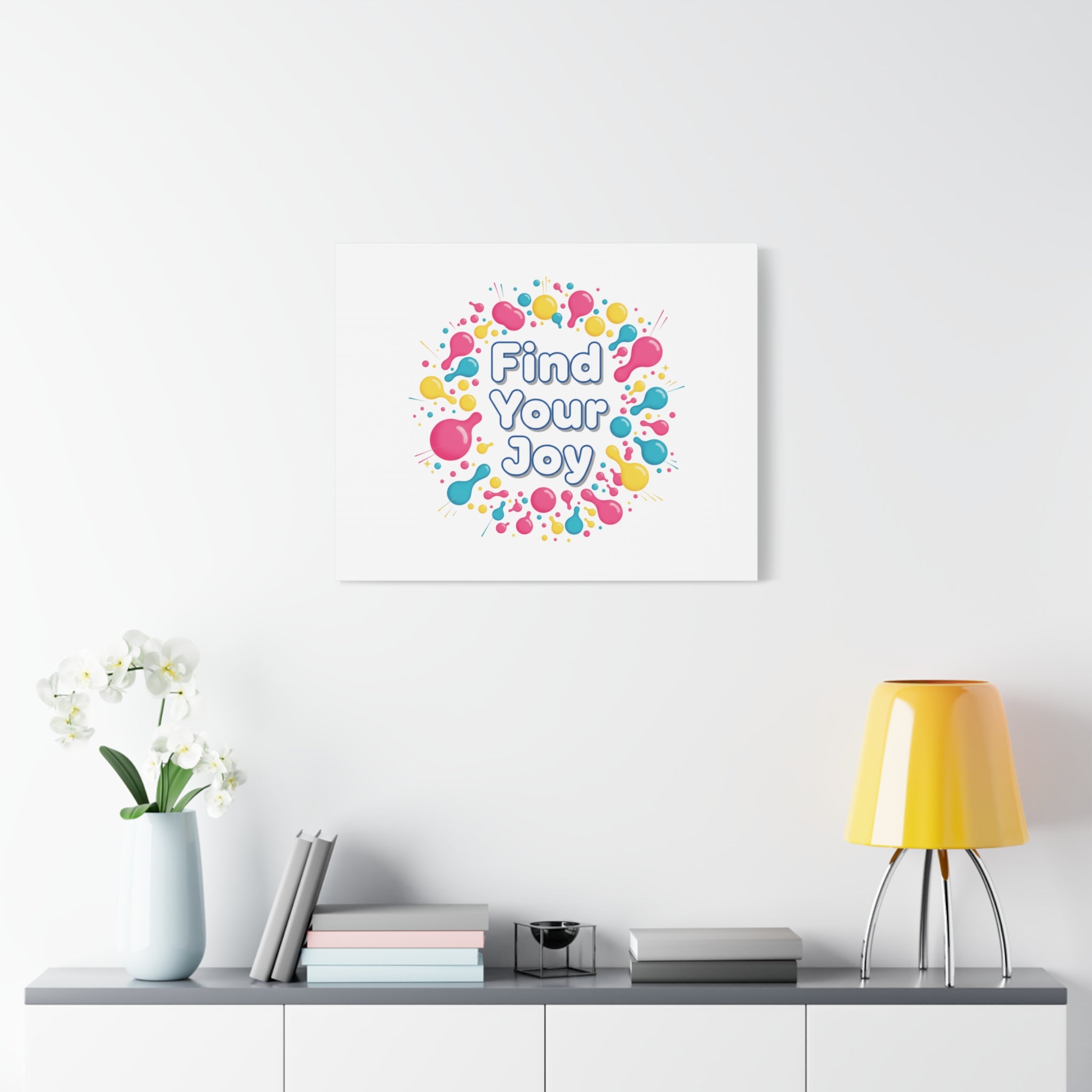 Find Your Joy Canvas | Dopamine Decor, Neon Gradient Squiggle Art