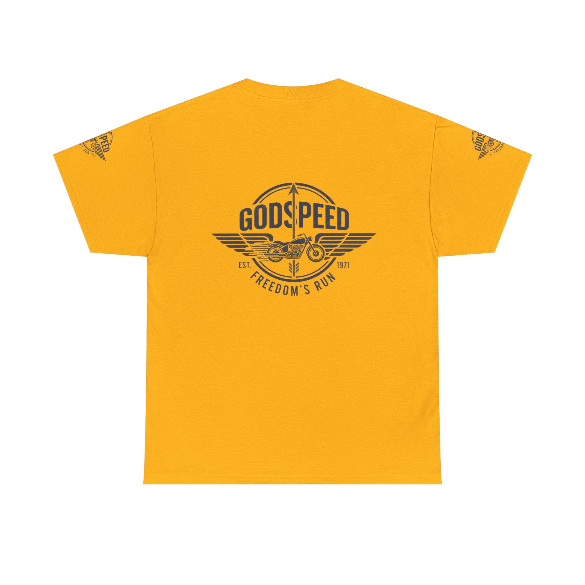 Godspeed Freedom Run Unisex Heavy Cotton Tee, Classic Graphic T-Shirt, Casual Wear, Gift for Runners, Vintage Style Apparel - Goat Corp