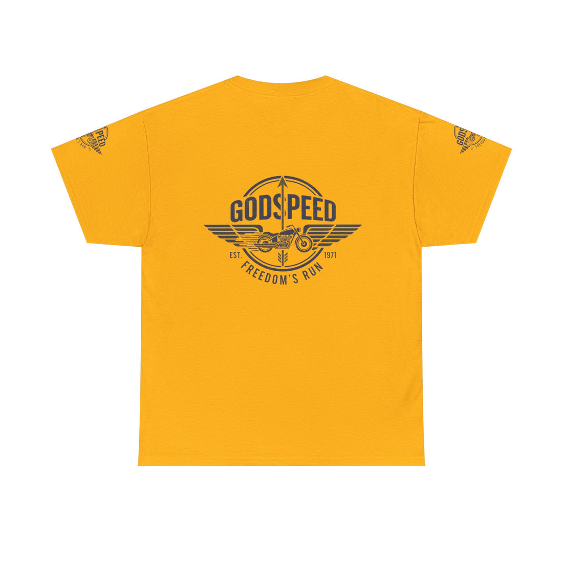 Godspeed Freedom Run Unisex Heavy Cotton Tee, Classic Graphic T-Shirt, Casual Wear, Gift for Runners, Vintage Style Apparel - Goat Corp