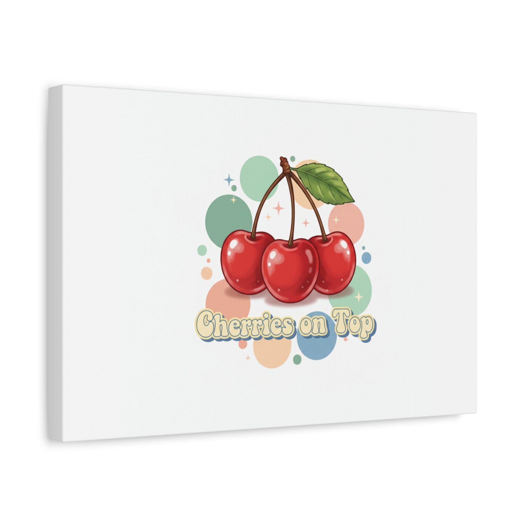Cherries on Top Canvas | Retro Kawaii Fruit Wall Art