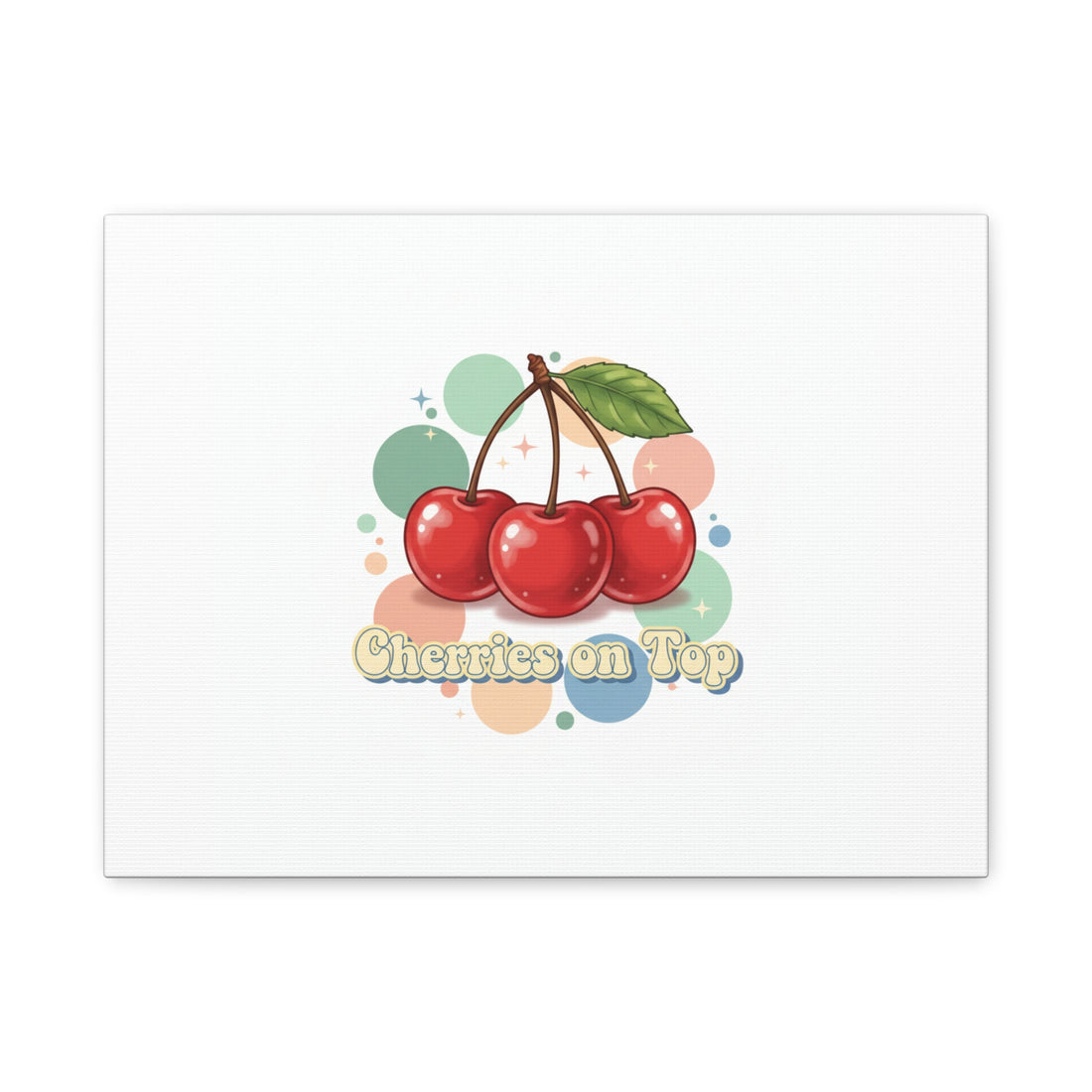Cherries on Top Canvas | Retro Kawaii Fruit Wall Art