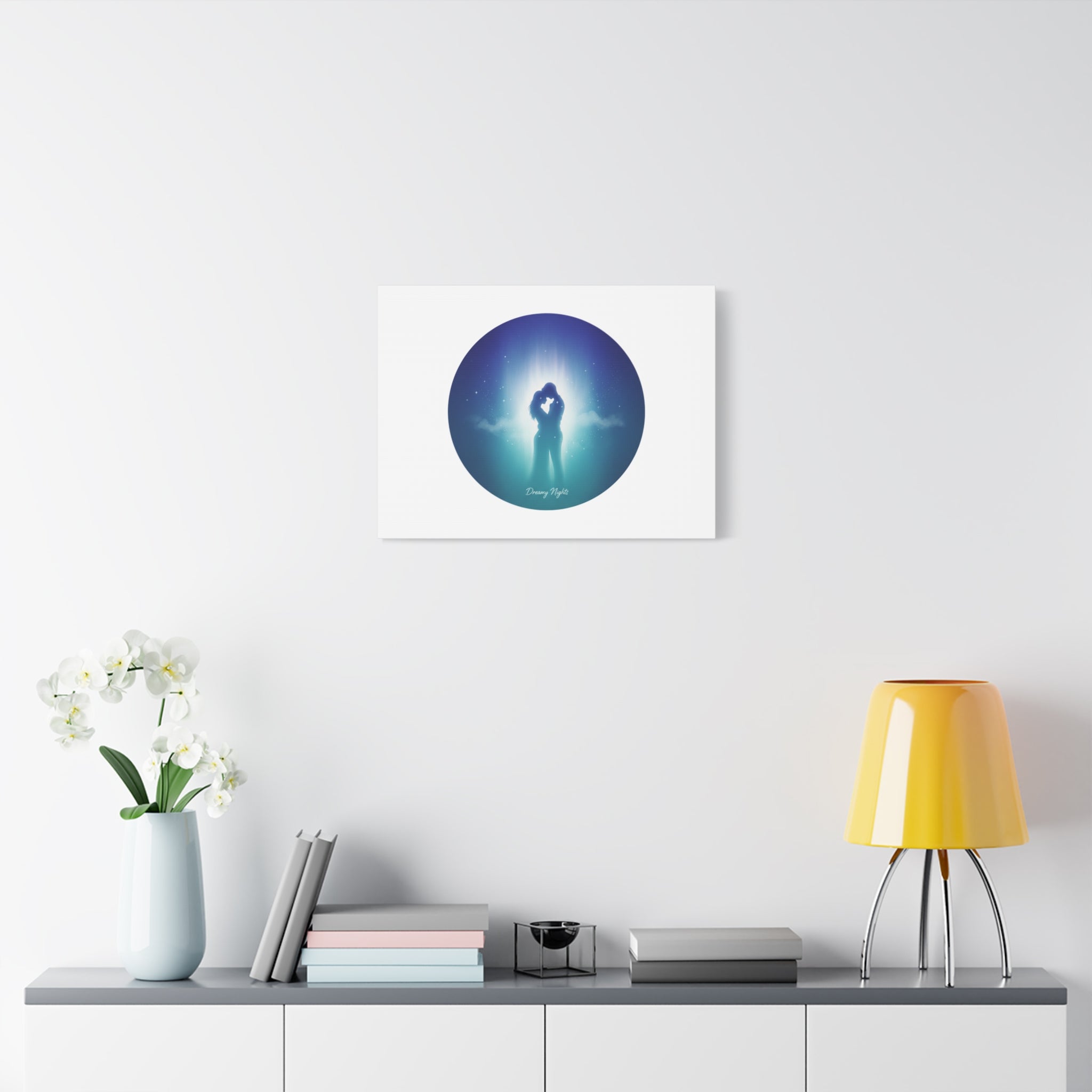 Dreamy Nightscape Canvas | Afterlight Atmospheric Print, Luminous Night Bloom