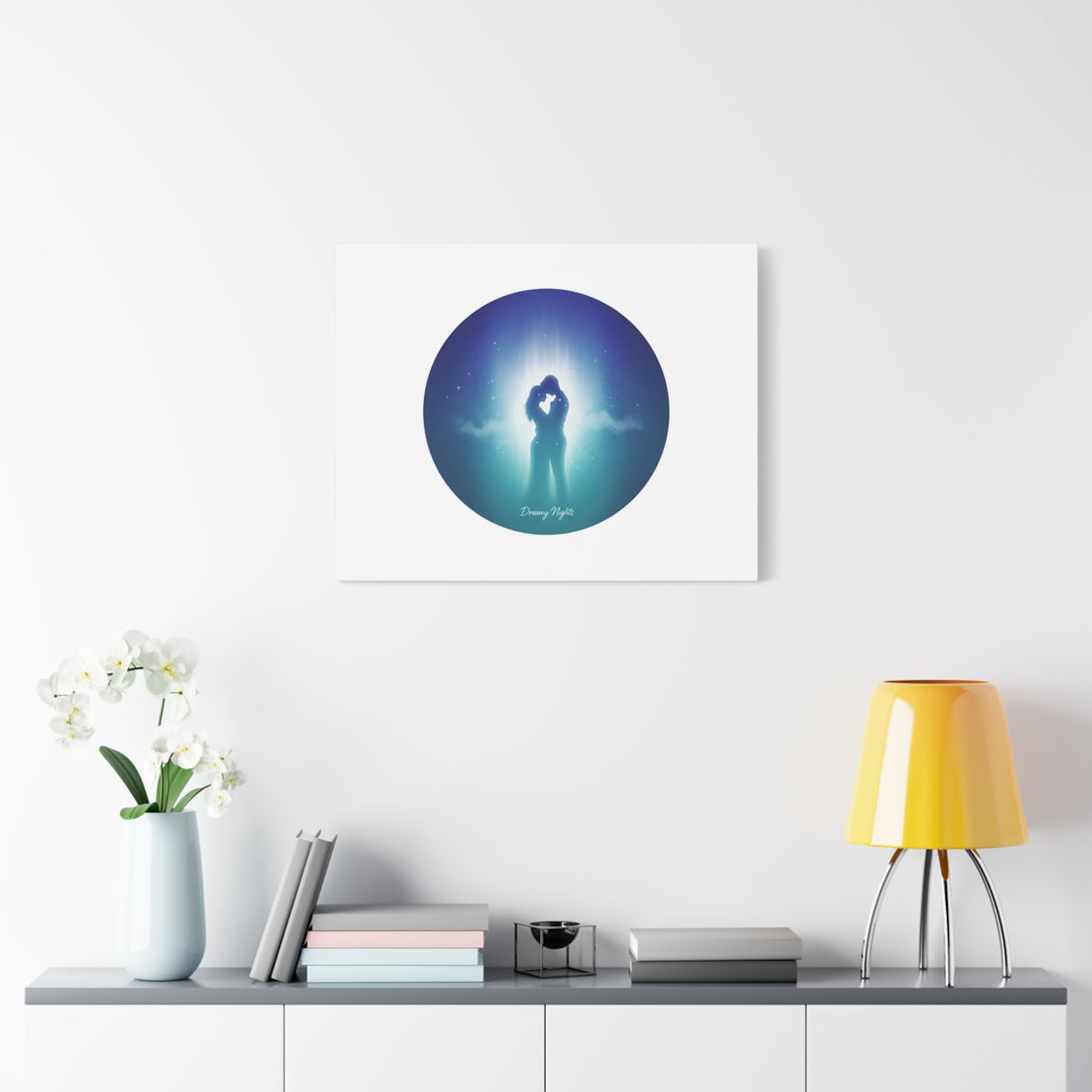Dreamy Nightscape Canvas | Afterlight Atmospheric Print, Luminous Night Bloom